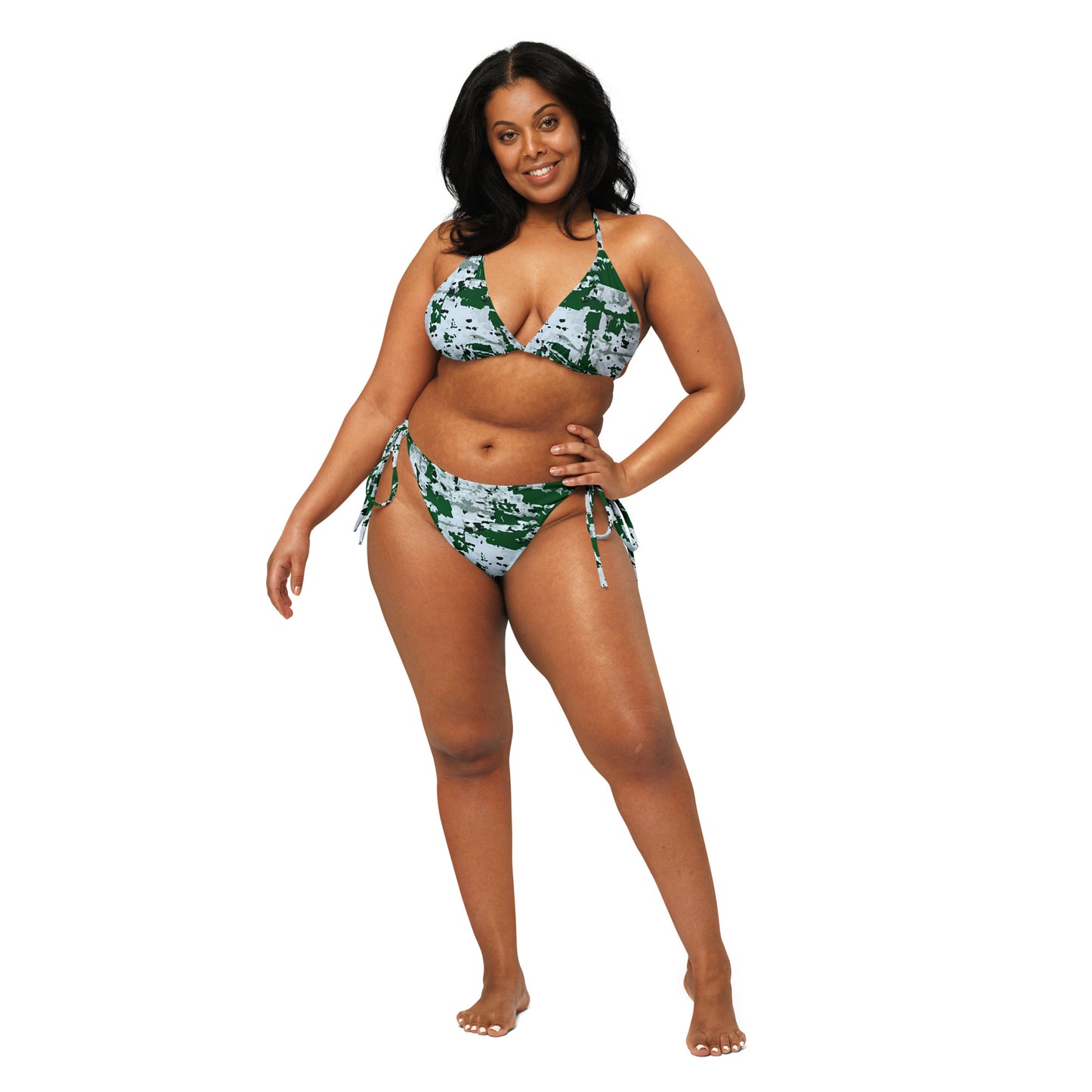 Green Camo Adire String Bikini