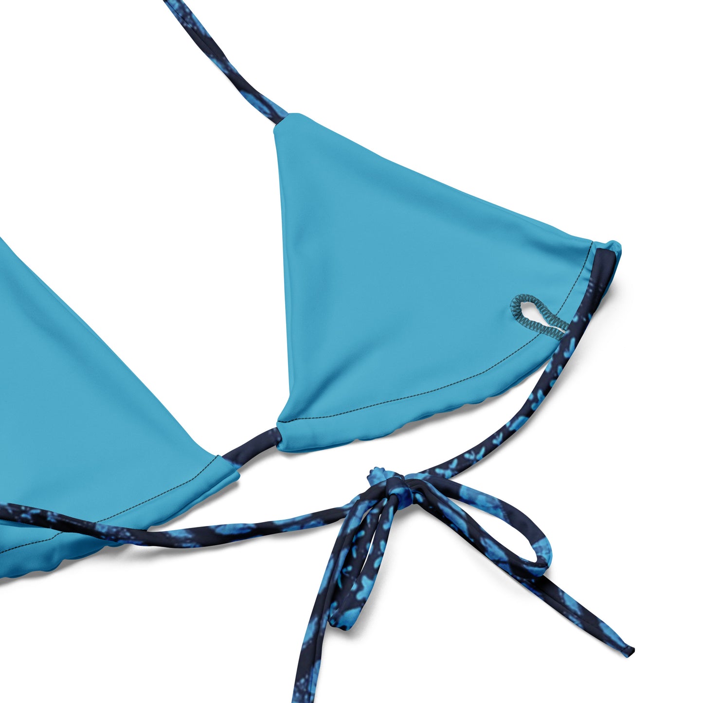 Black And Turquoise Shapes Adire Recycled String Bikini