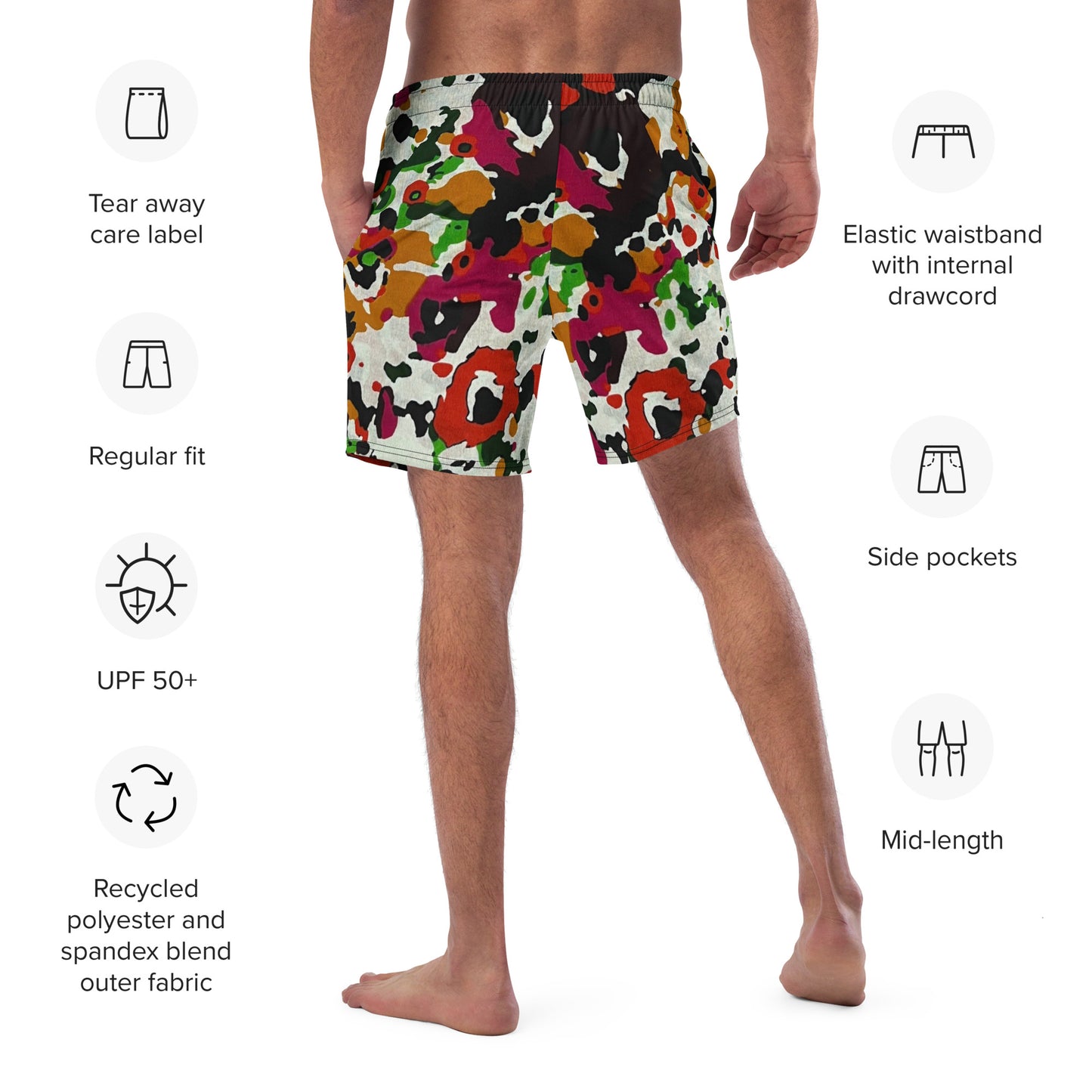 Multicolour Paint Ankara Recycled Swim Trunks