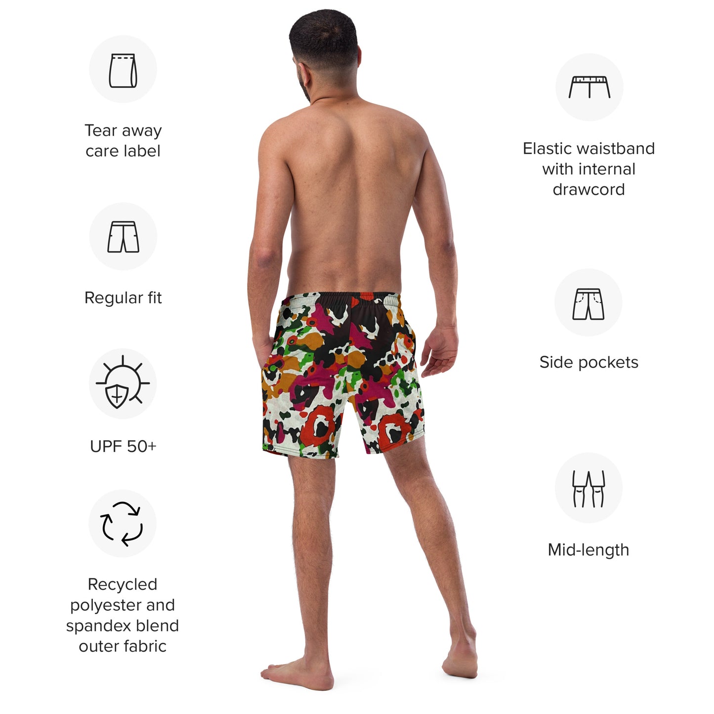 Multicolour Paint Ankara Recycled Swim Trunks