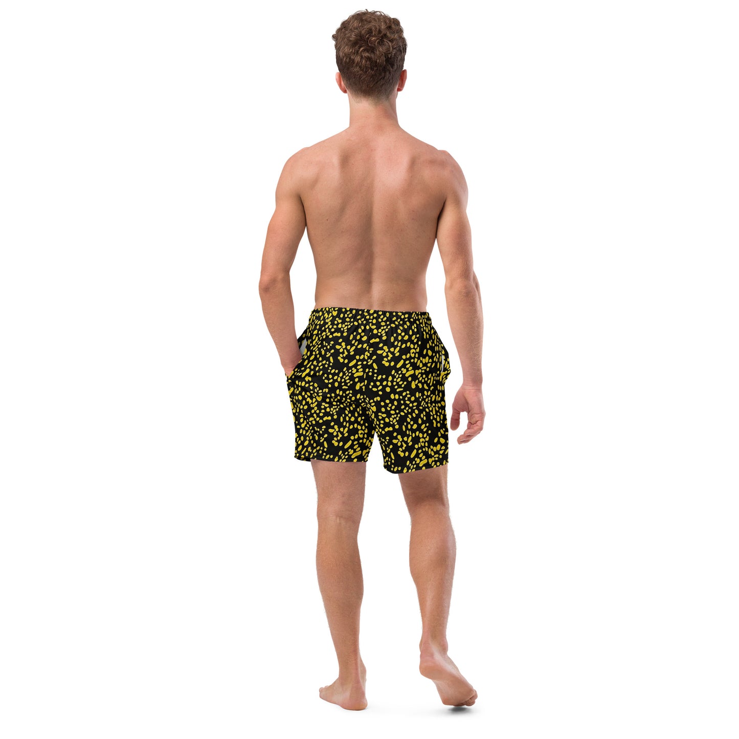 Yellow Dots Adire Men's Swim Trunks