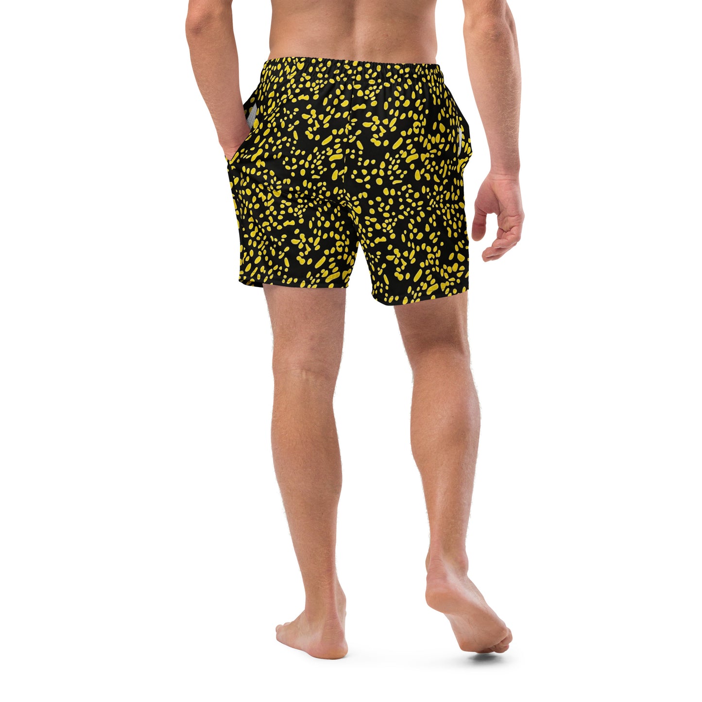 Yellow Dots Adire Men's Swim Trunks