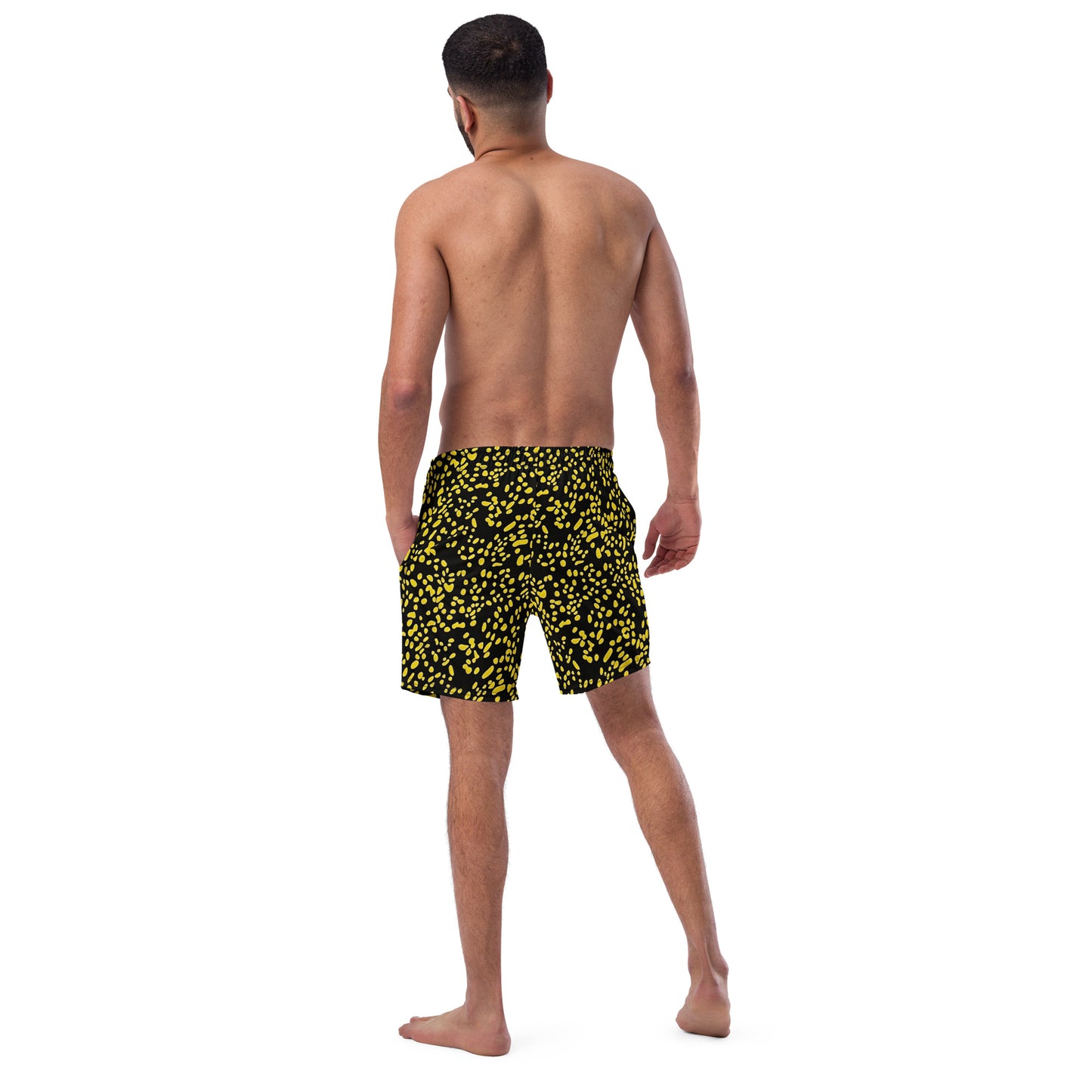 Yellow Dots Adire Men's Swim Trunks