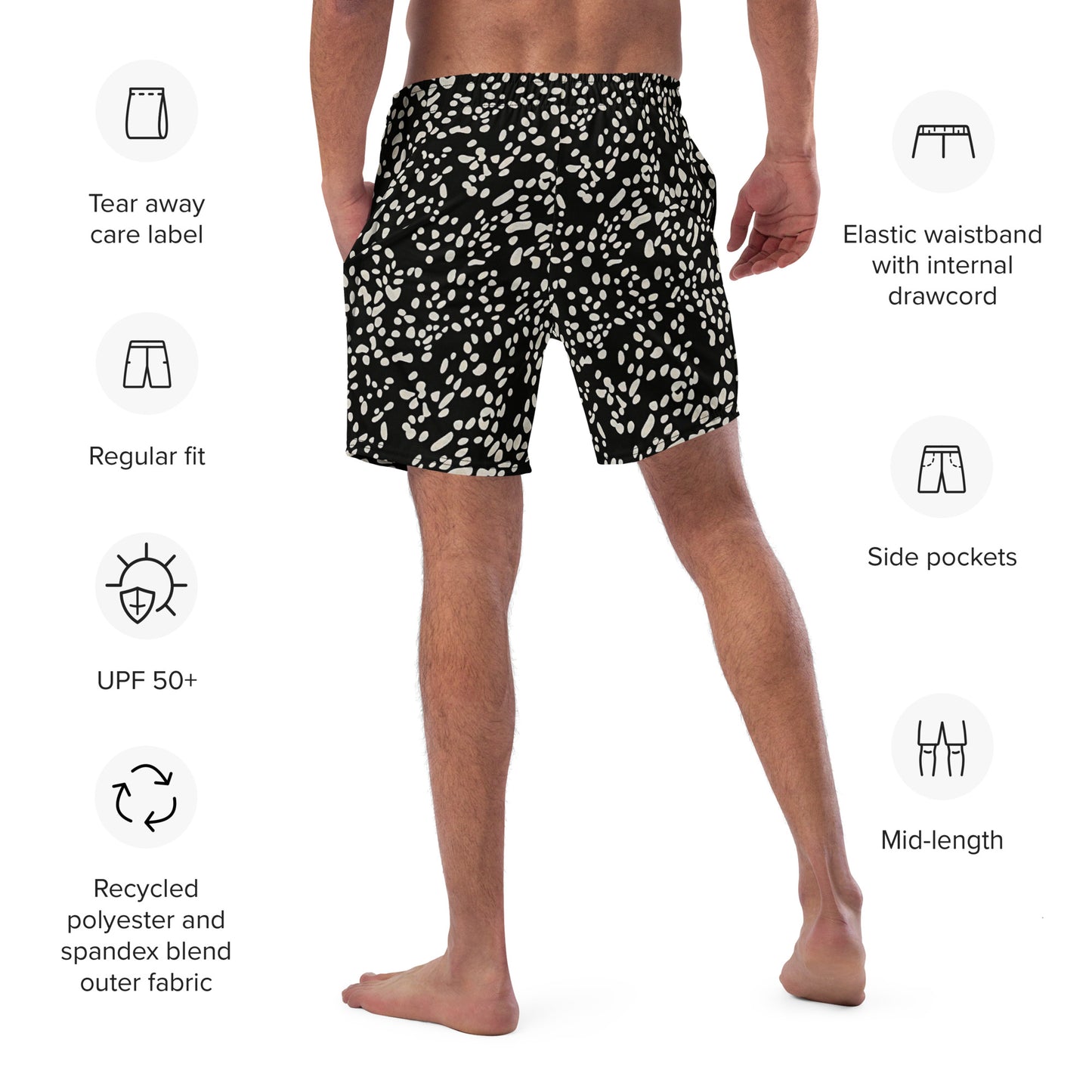 White Dots Adire Men's Swim Trunks