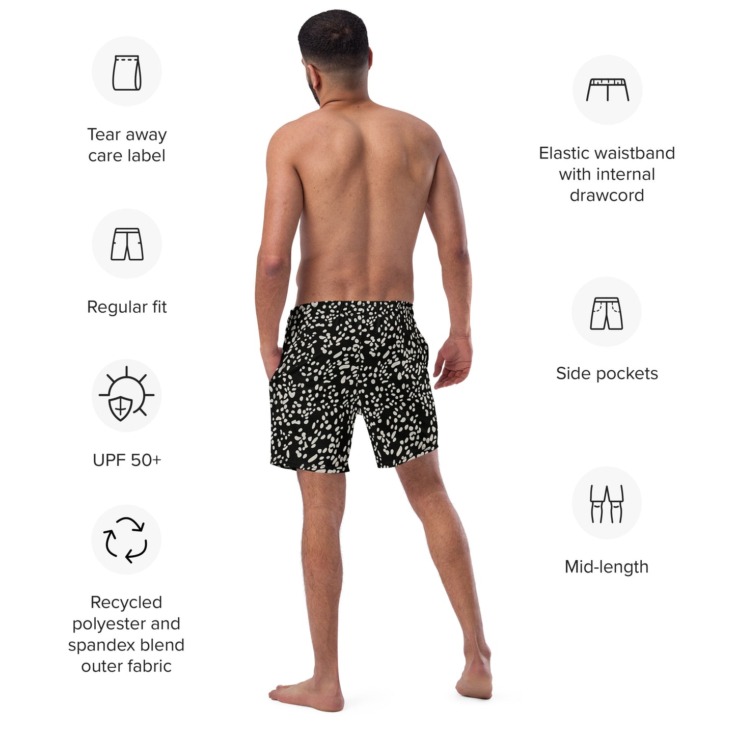 White Dots Adire Men's Swim Trunks