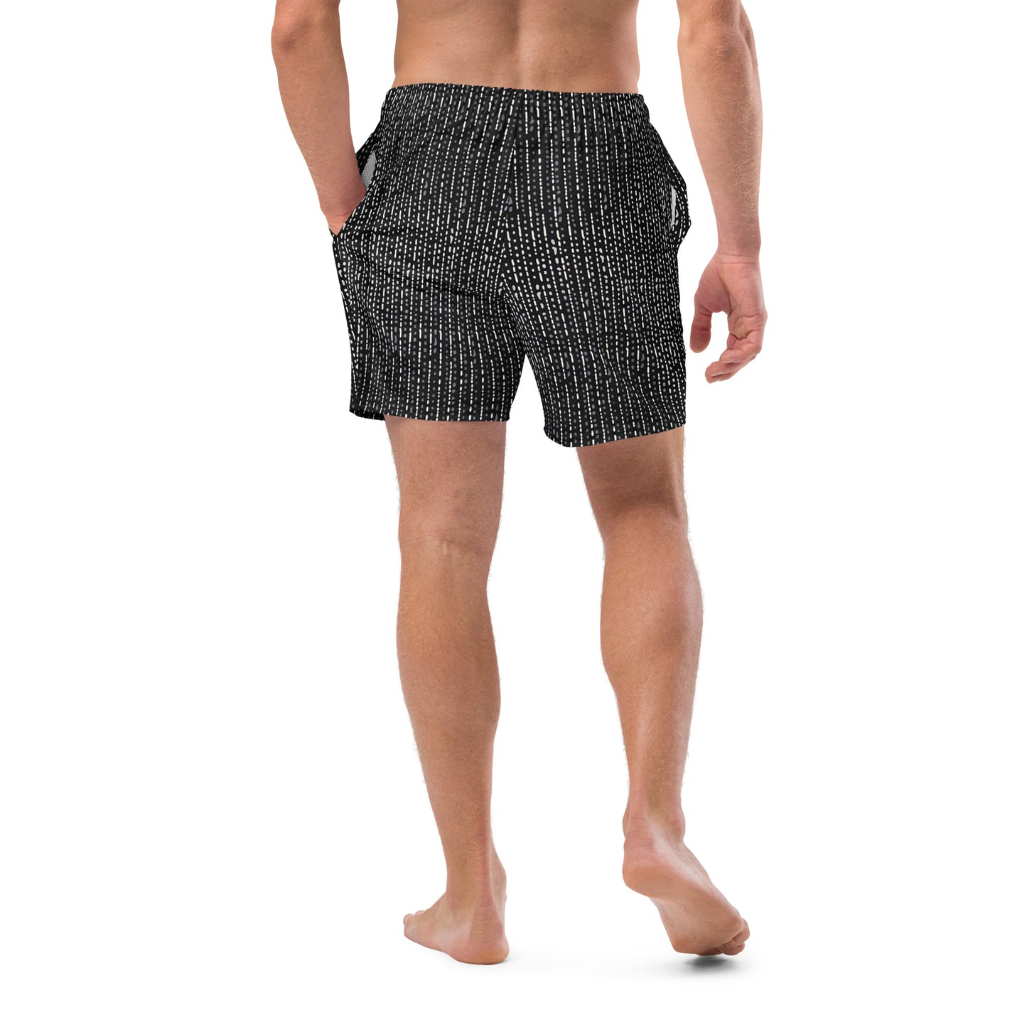 Grey Stripe Adire Men's Swim Trunks