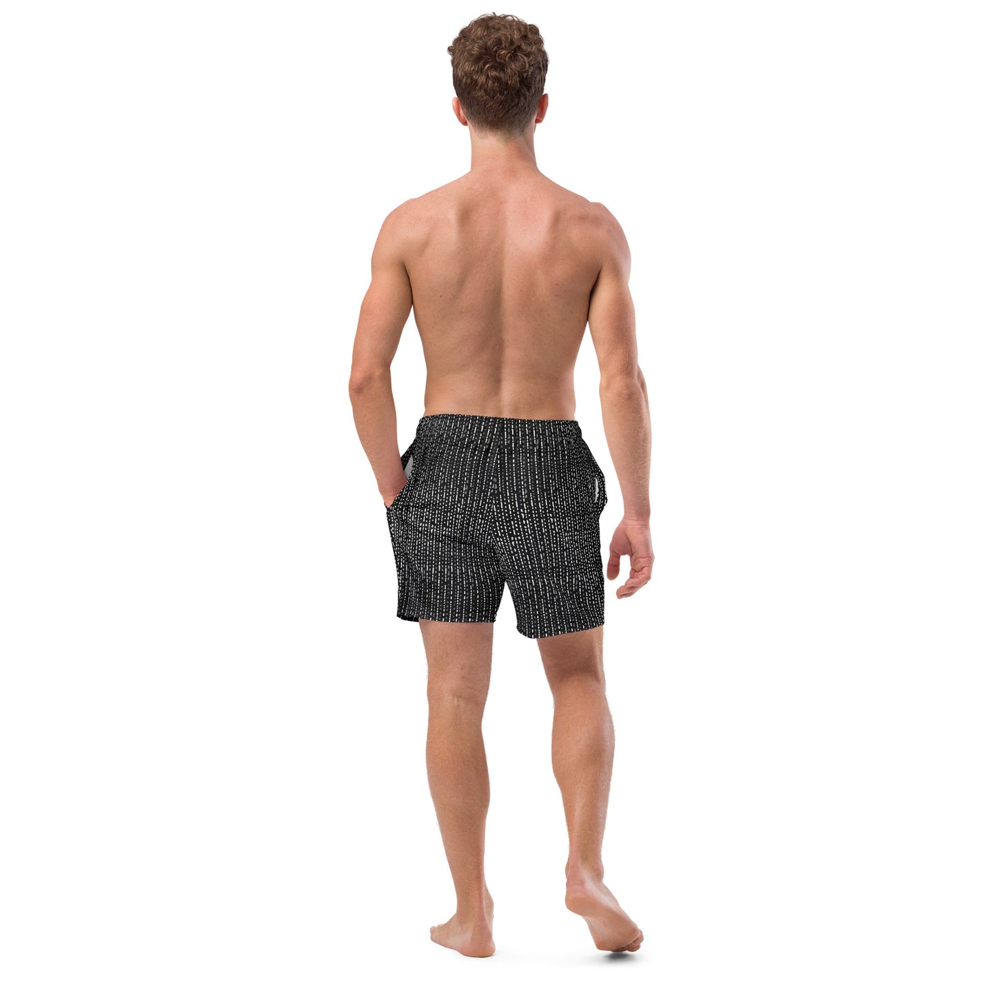 Grey Stripe Adire Men's Swim Trunks