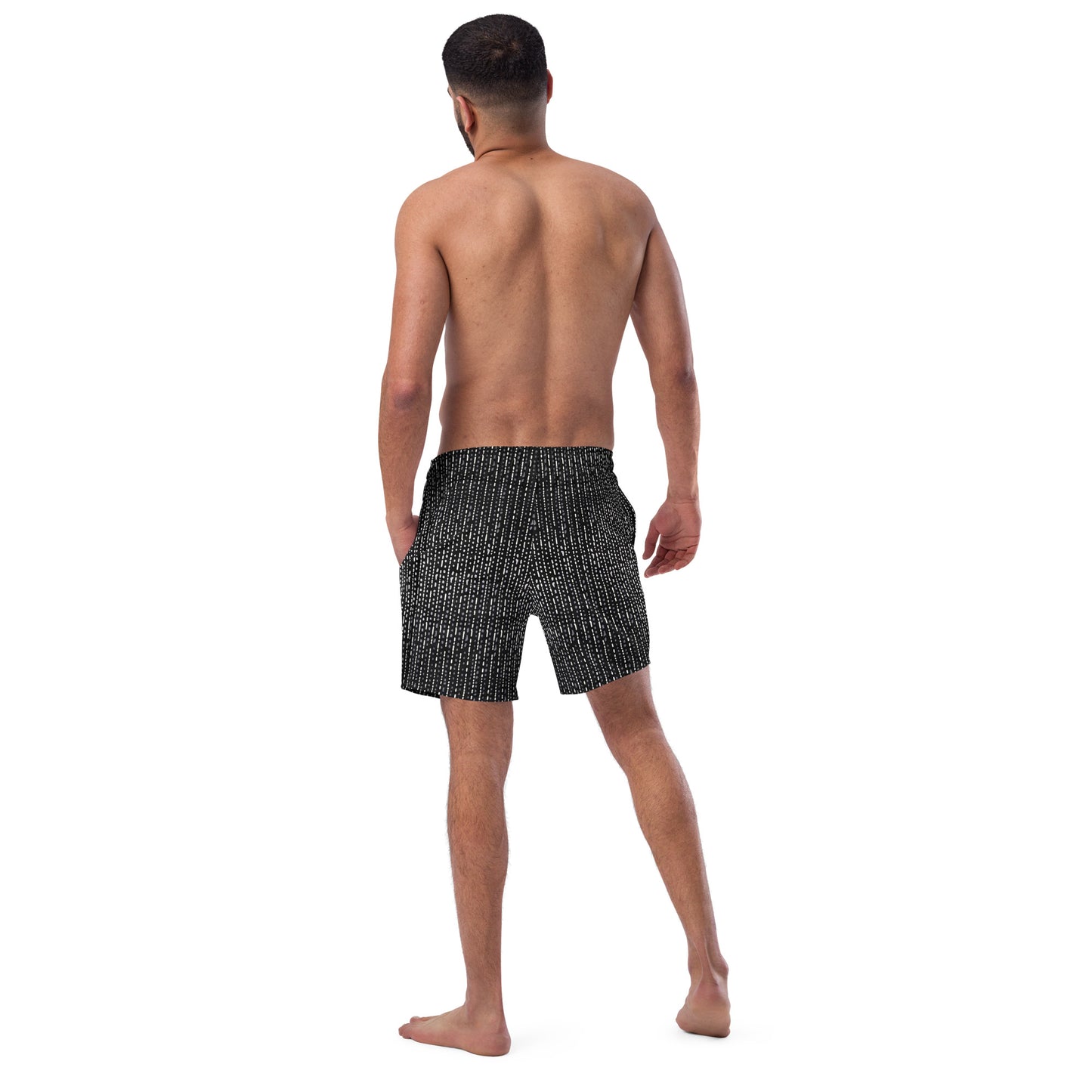 Grey Stripe Adire Men's Swim Trunks