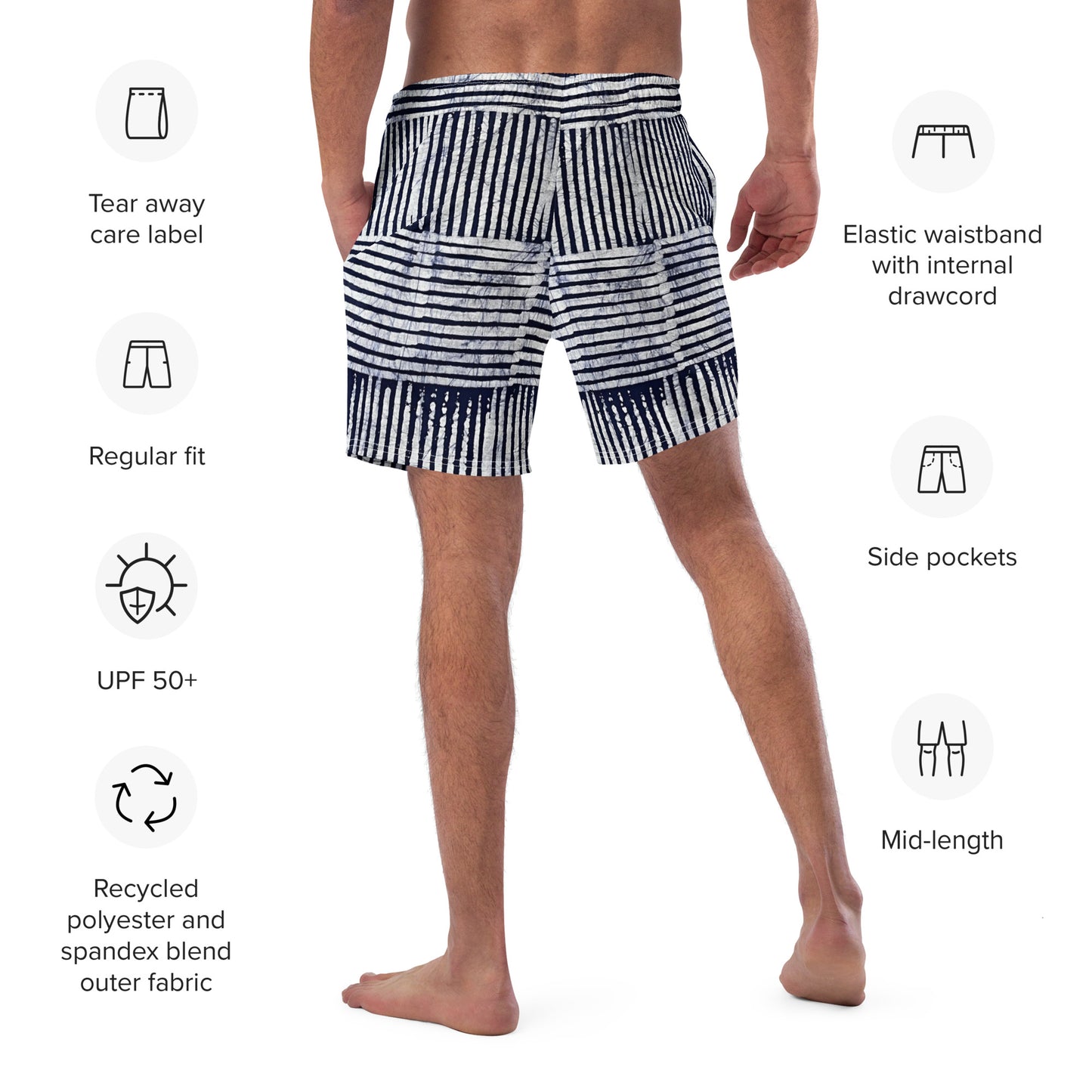 Stripey Adire Men's Swim Trunks