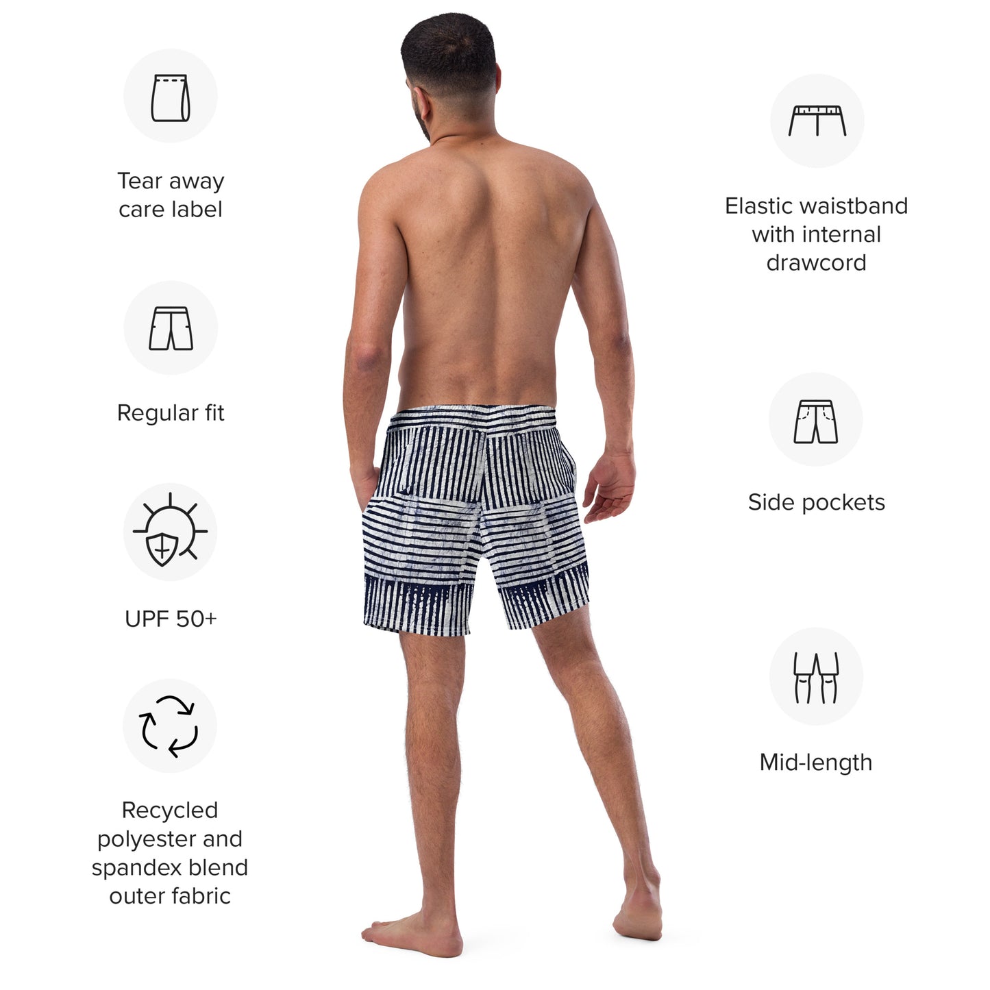 Stripey Adire Men's Swim Trunks