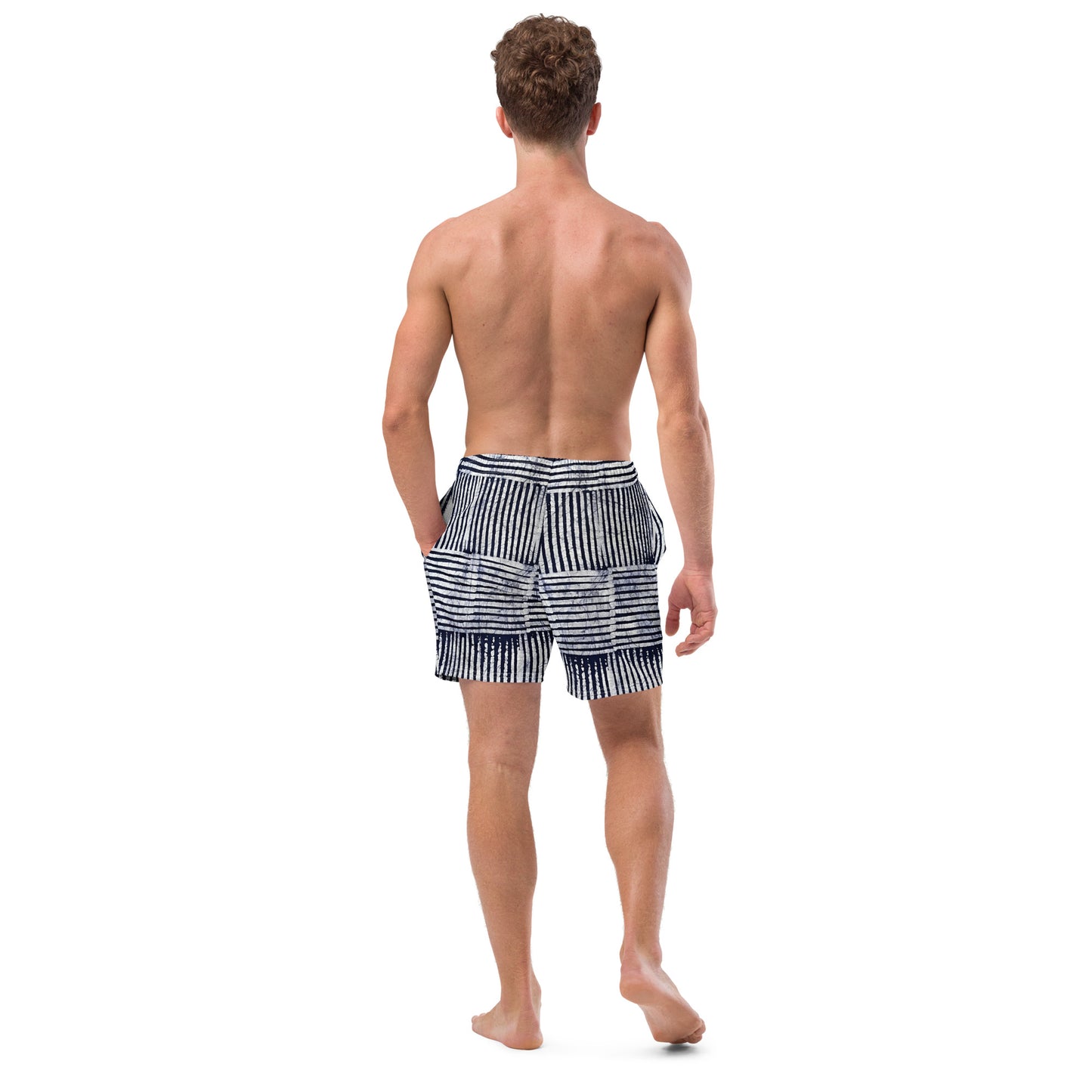 Stripey Adire Men's Swim Trunks