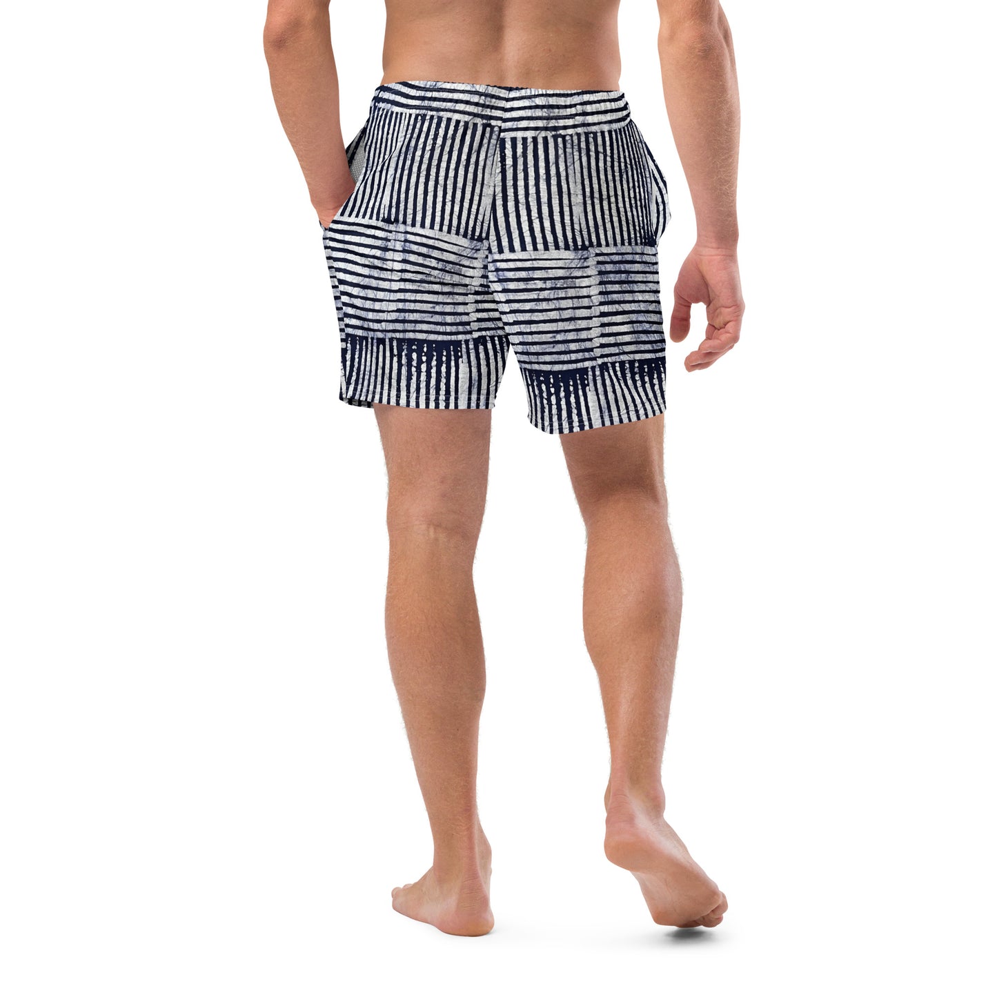 Stripey Adire Men's Swim Trunks