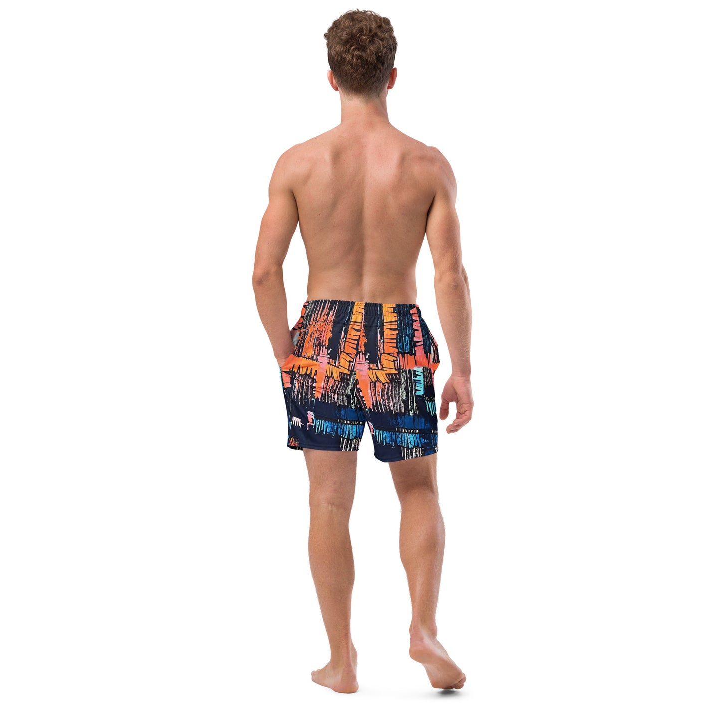 Colourful Adire Men's Swim Trunks