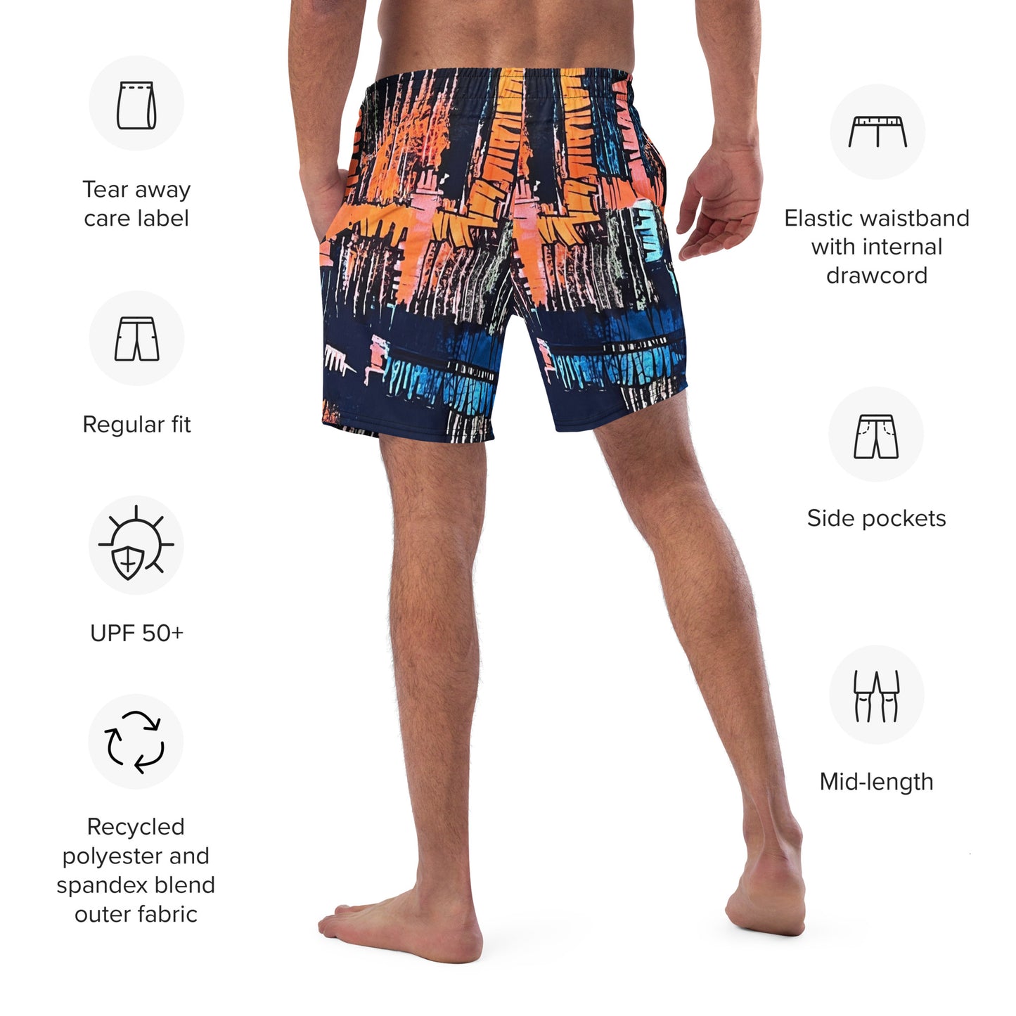 Colourful Adire Men's Swim Trunks