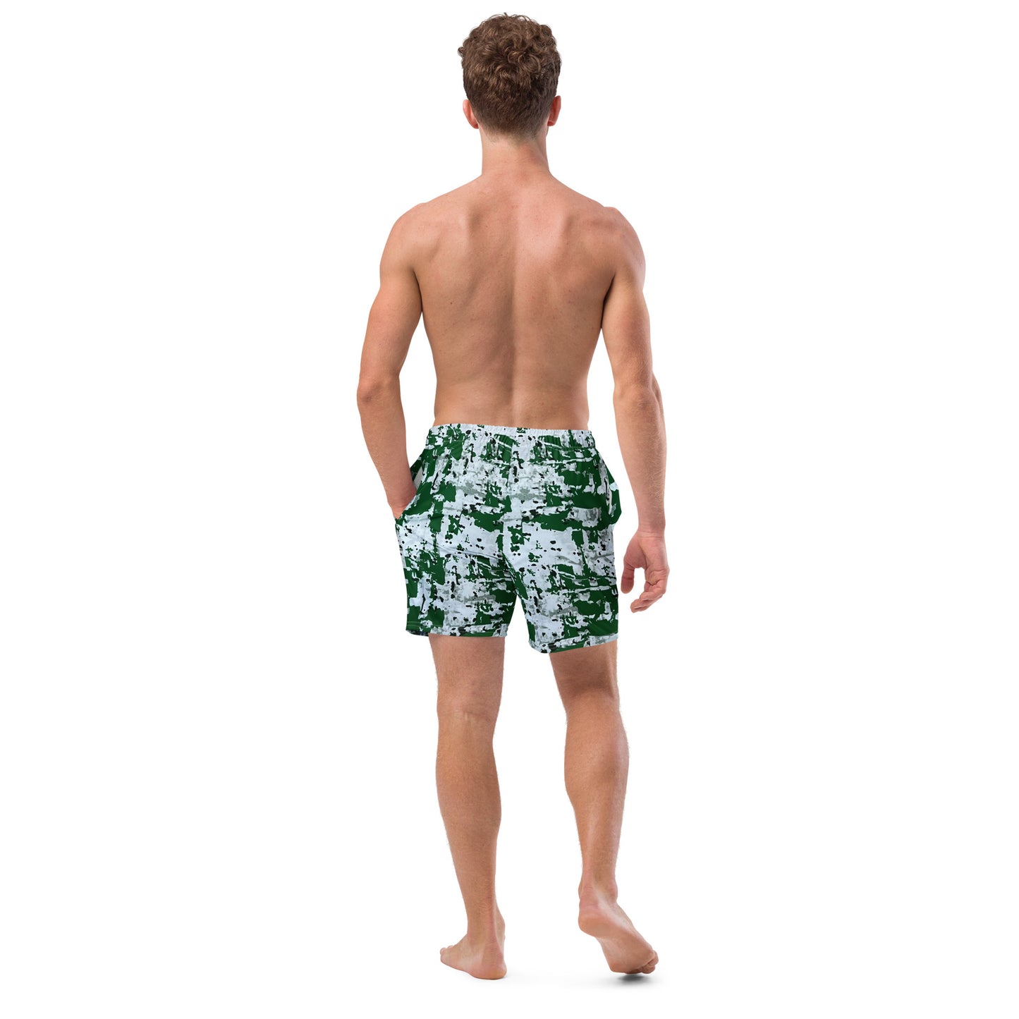 Green Camo Adire Men's Swim Trunks