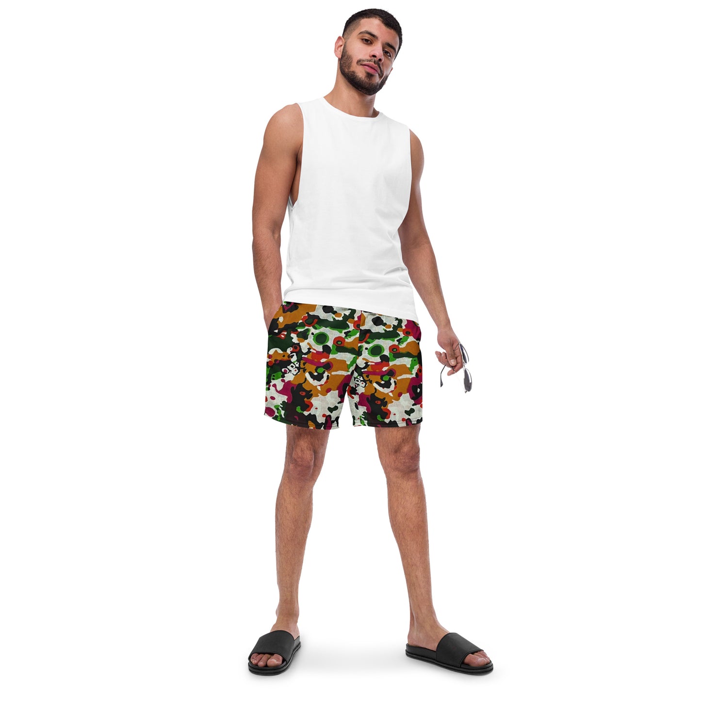 Multicolour Paint Ankara Recycled Swim Trunks