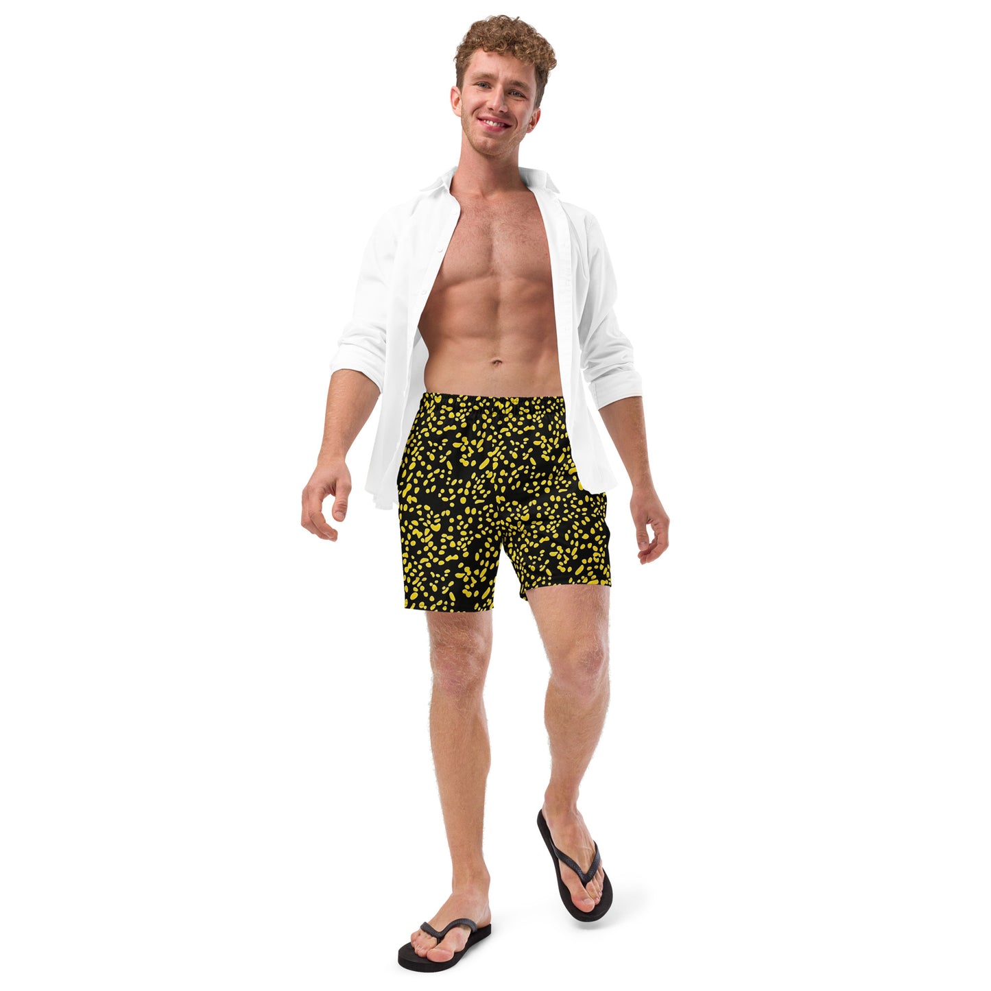 Yellow Dots Adire Men's Swim Trunks