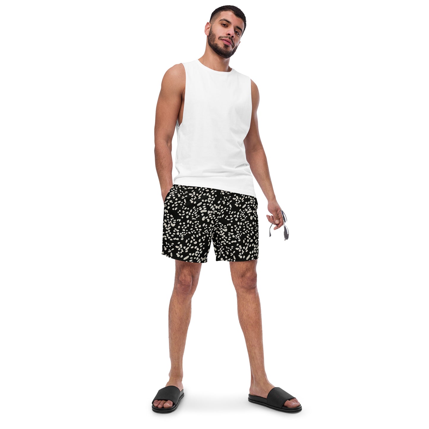 White Dots Adire Men's Swim Trunks