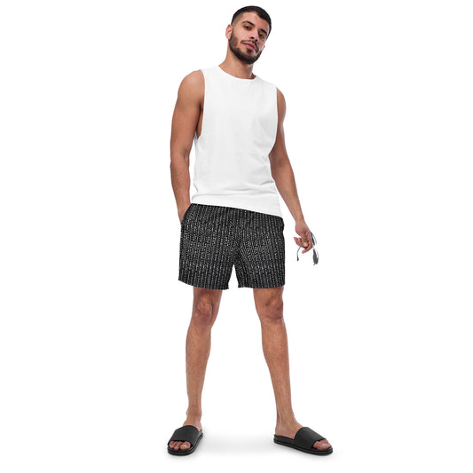 Grey Stripe Adire Men's Swim Trunks