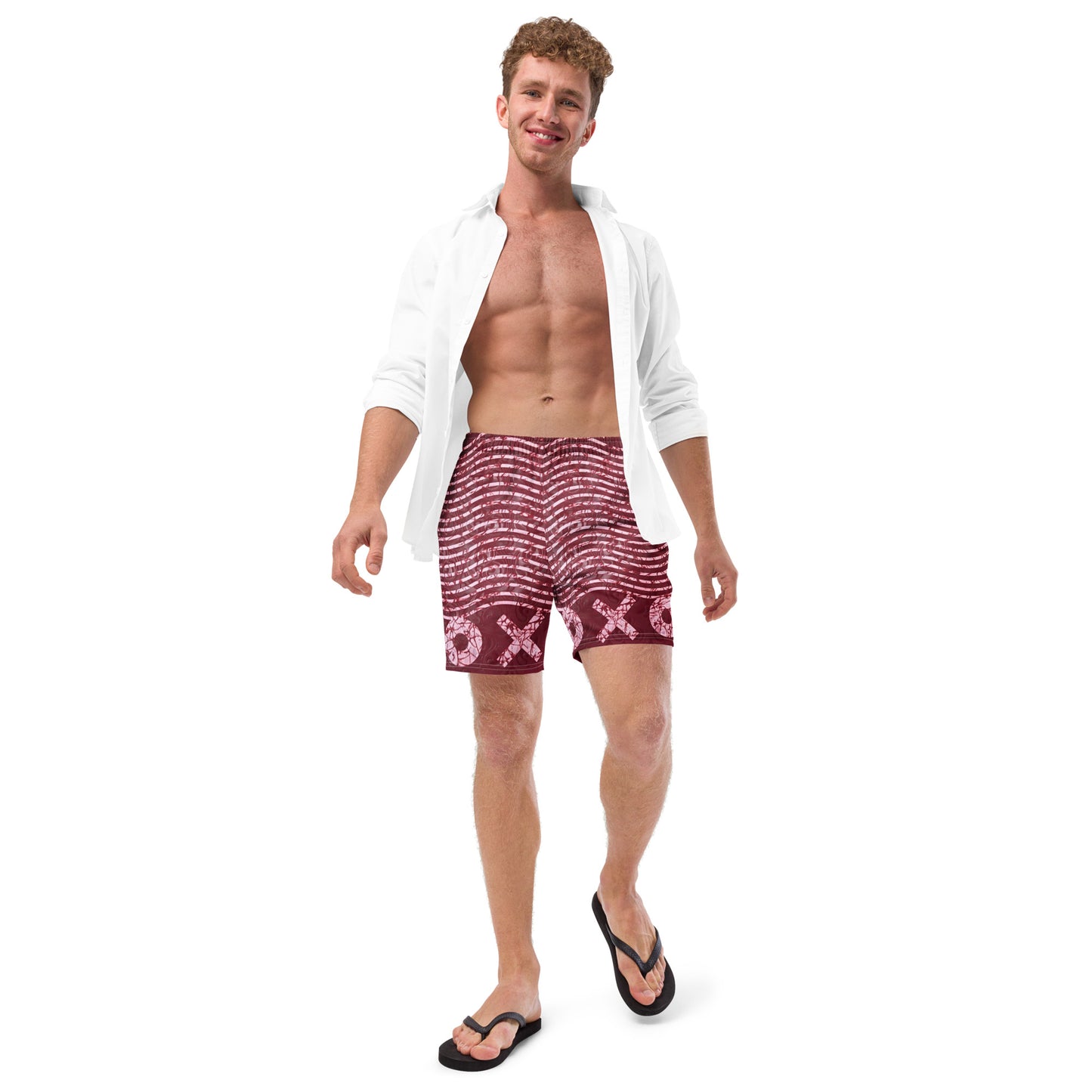 Red XO Adire Men's Swim Trunks