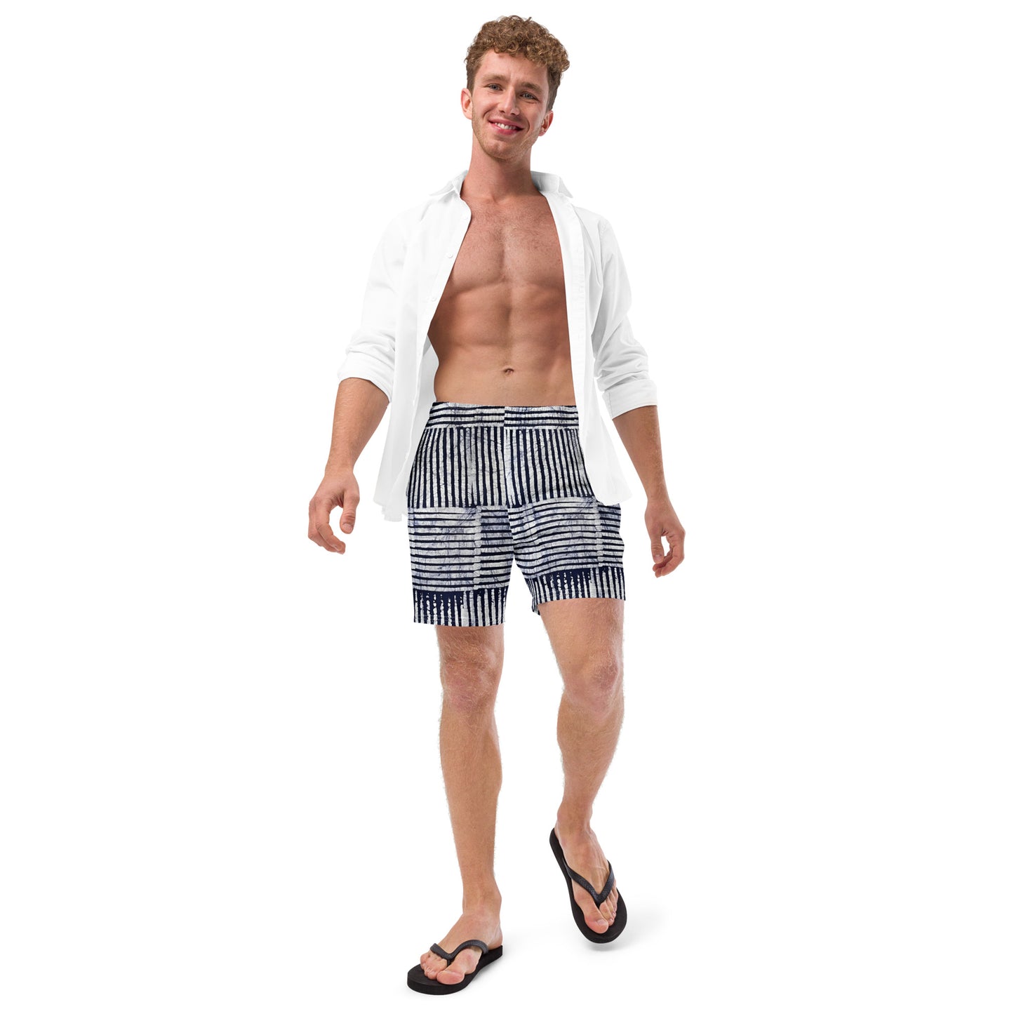 Stripey Adire Men's Swim Trunks