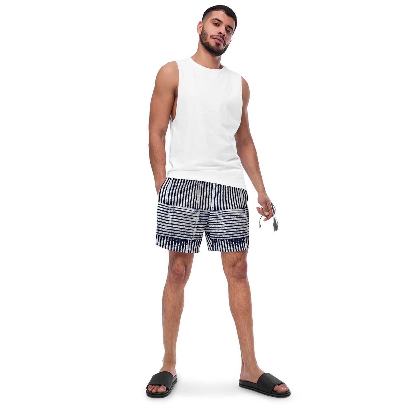 Stripey Adire Men's Swim Trunks