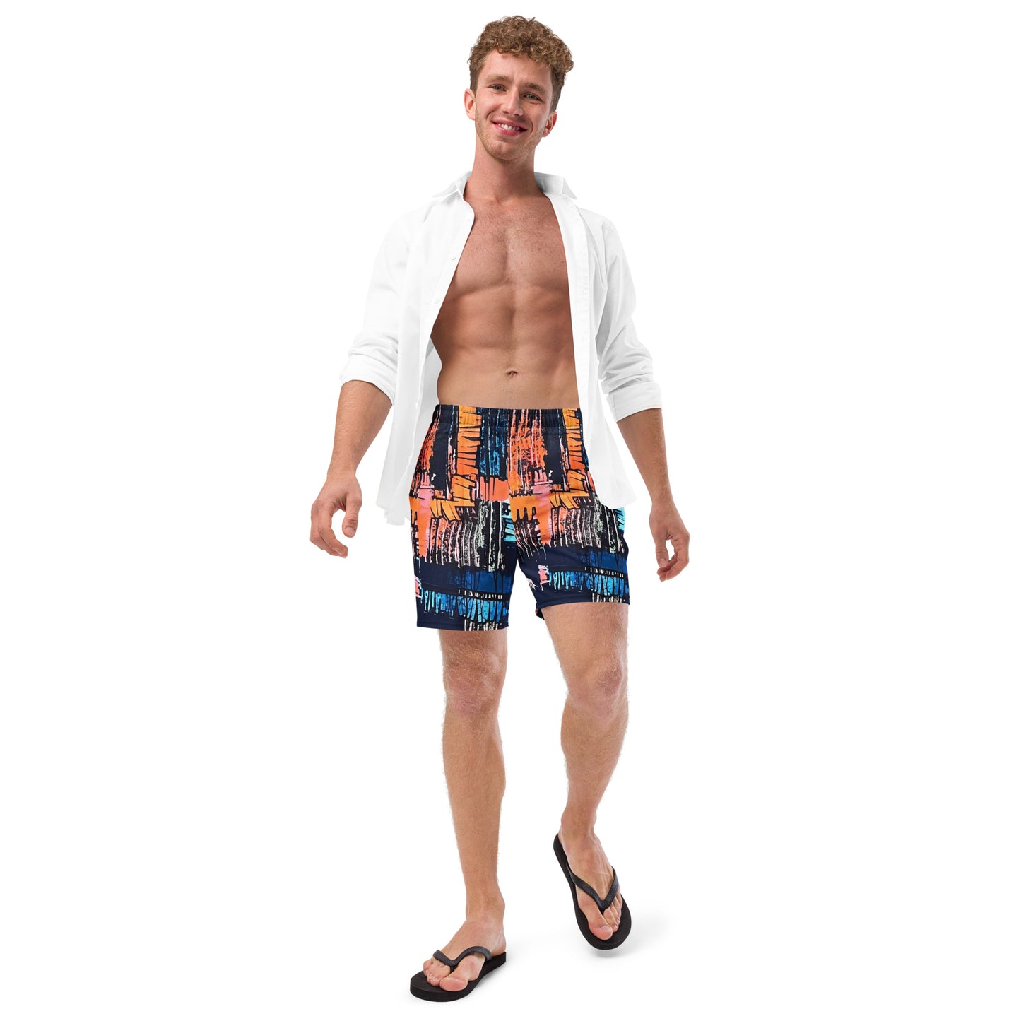 Colourful Adire Men's Swim Trunks