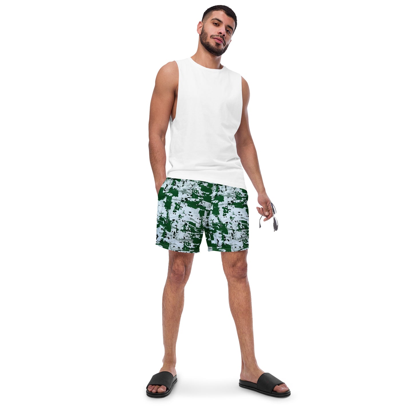 Green Camo Adire Men's Swim Trunks