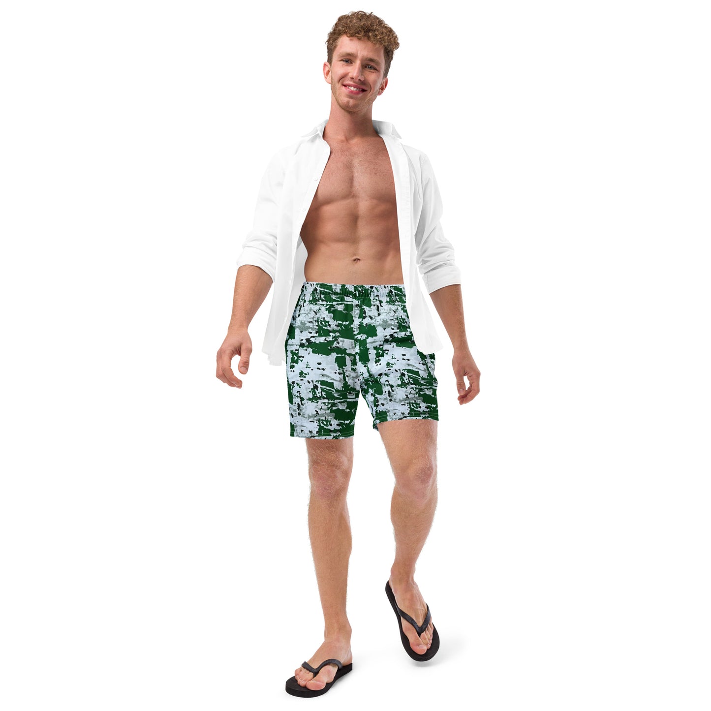 Green Camo Adire Men's Swim Trunks