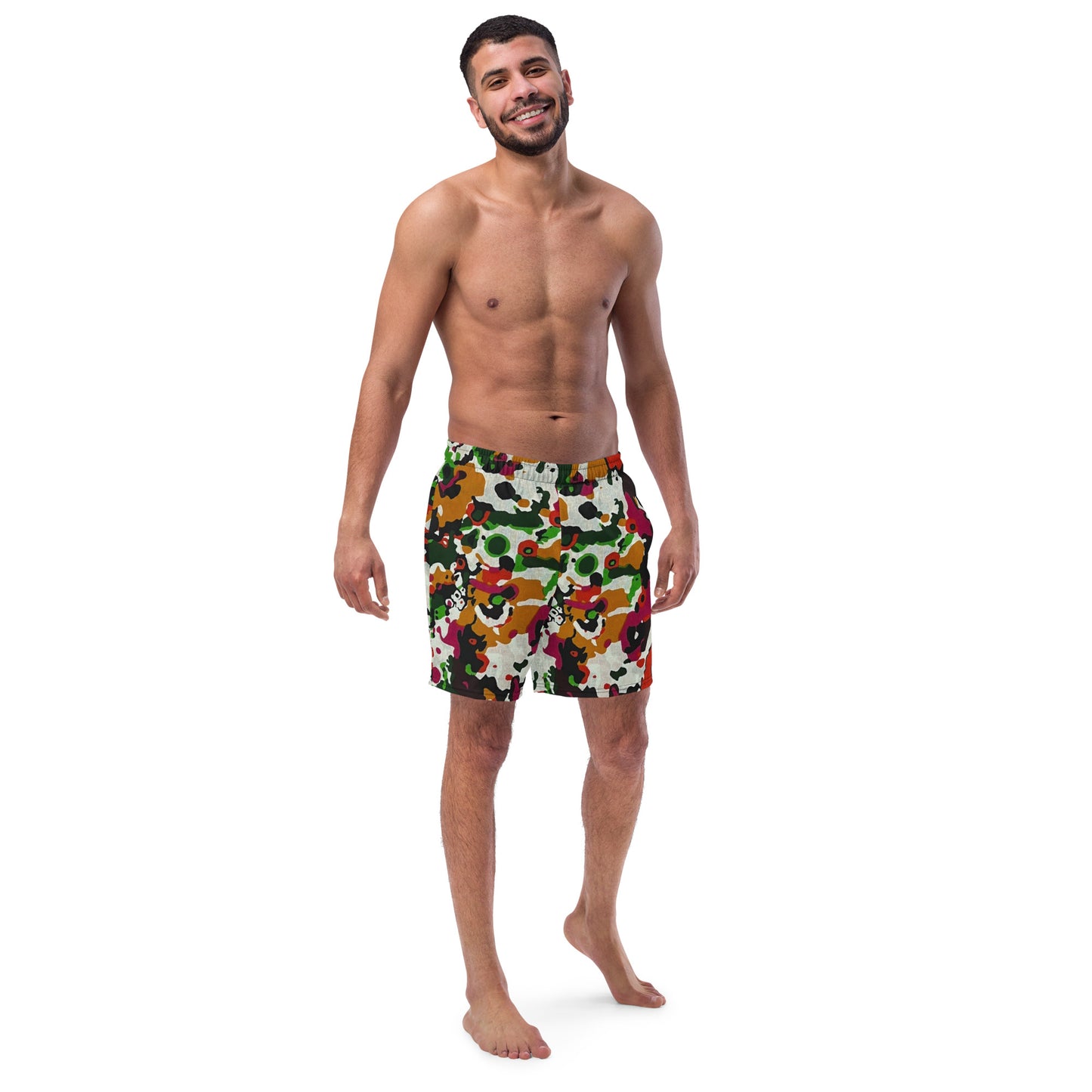 Multicolour Paint Ankara Recycled Swim Trunks