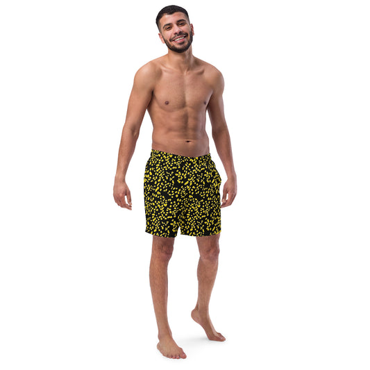 Yellow Dots Adire Men's Swim Trunks