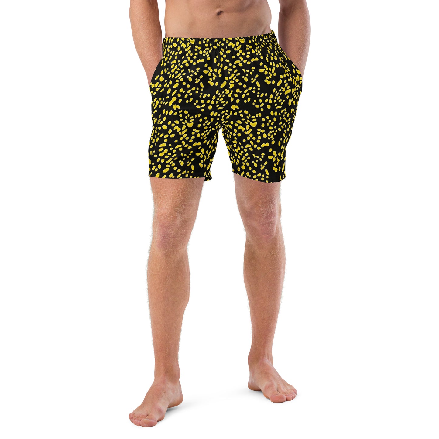 Yellow Dots Adire Men's Swim Trunks