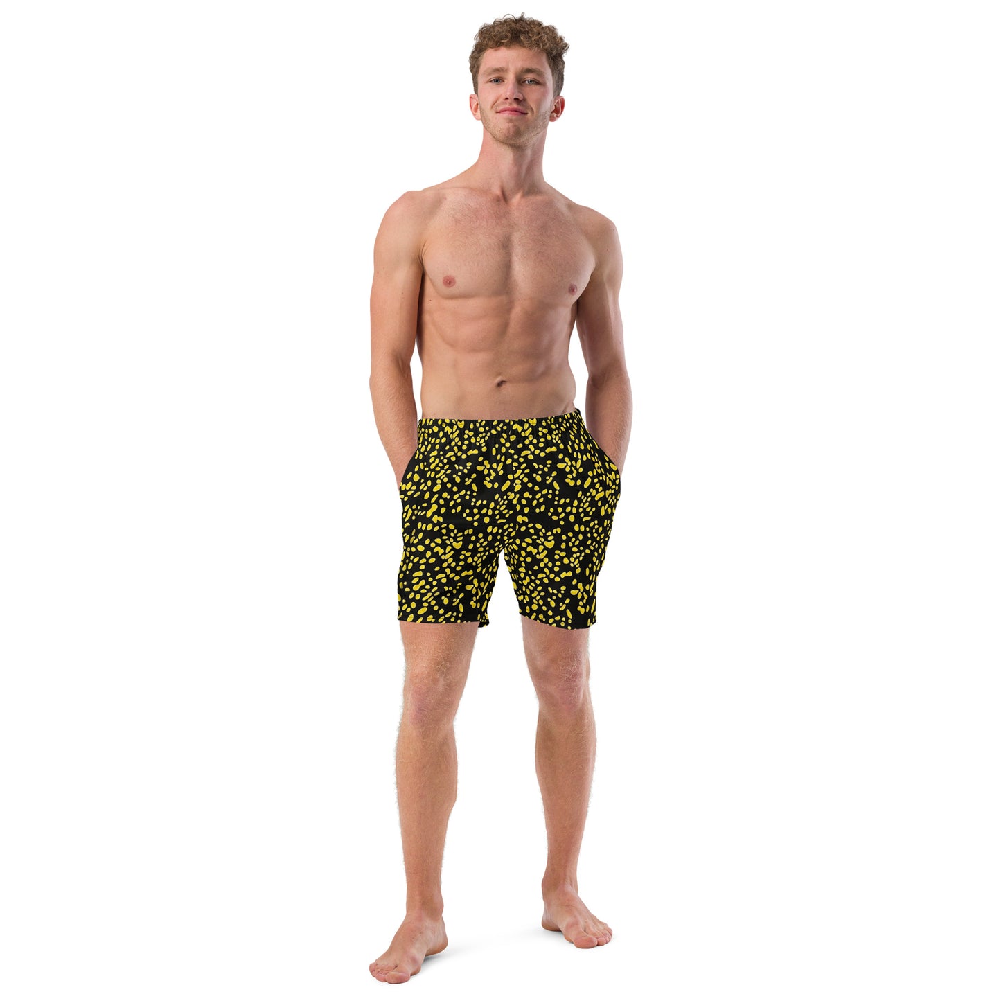 Yellow Dots Adire Men's Swim Trunks