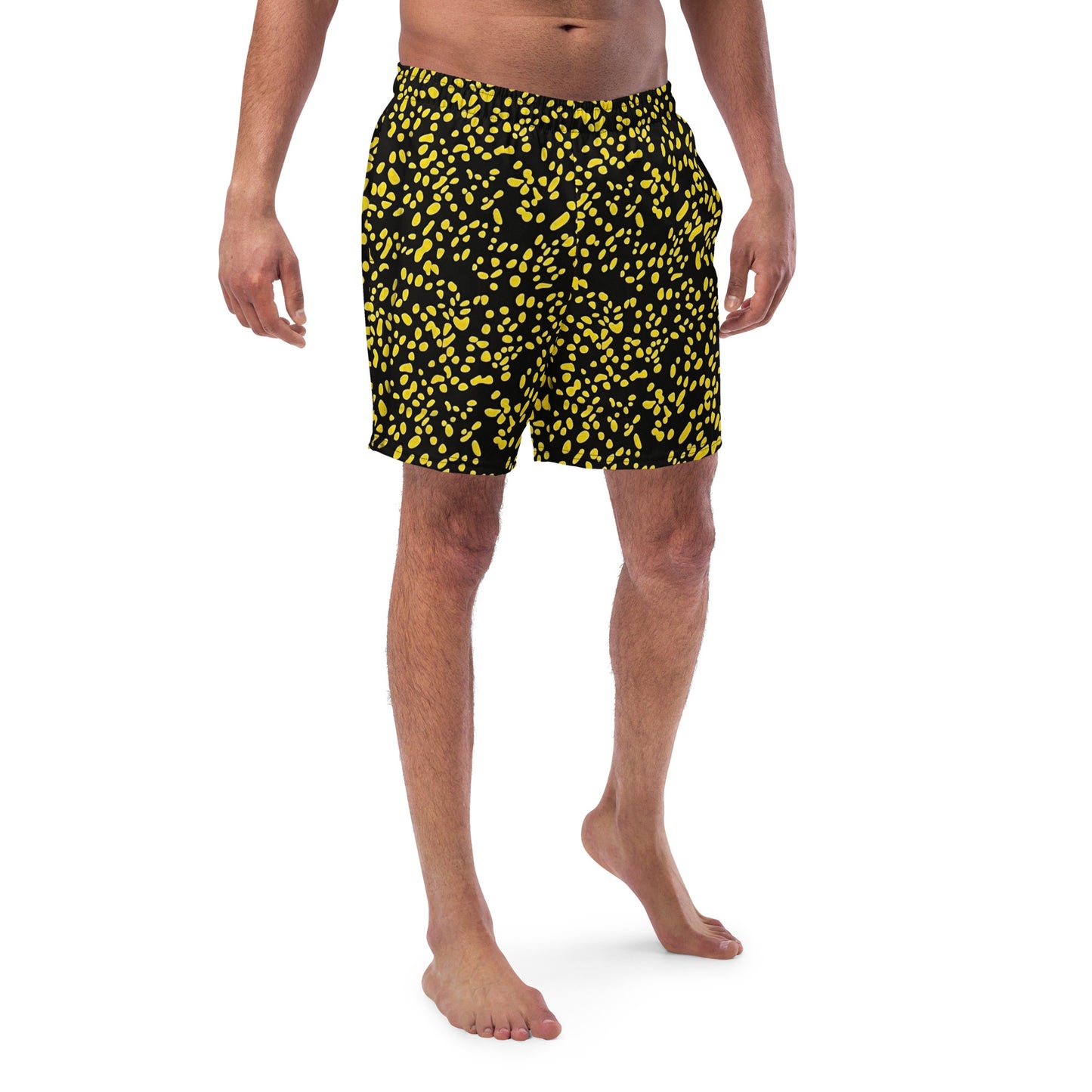 Yellow Dots Adire Men's Swim Trunks