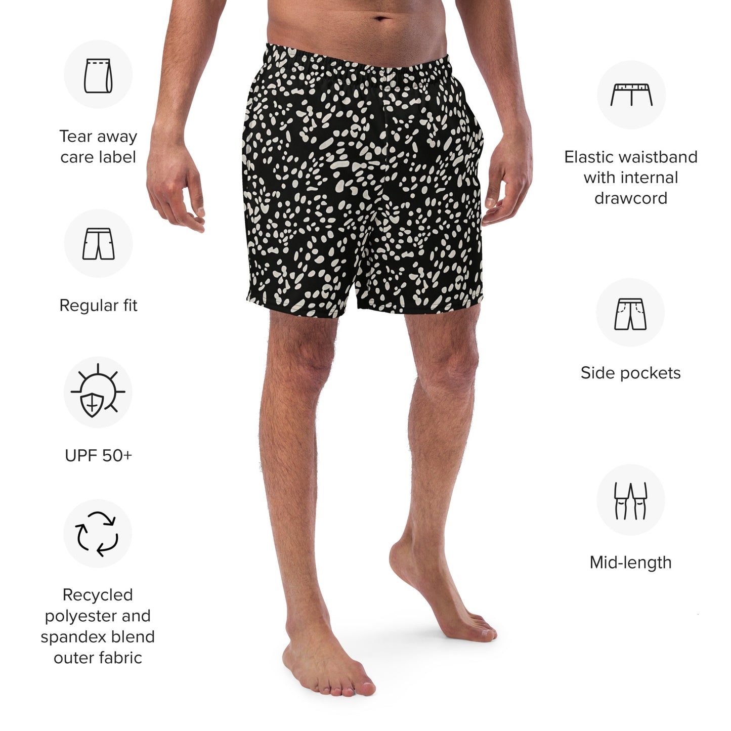 White Dots Adire Men's Swim Trunks