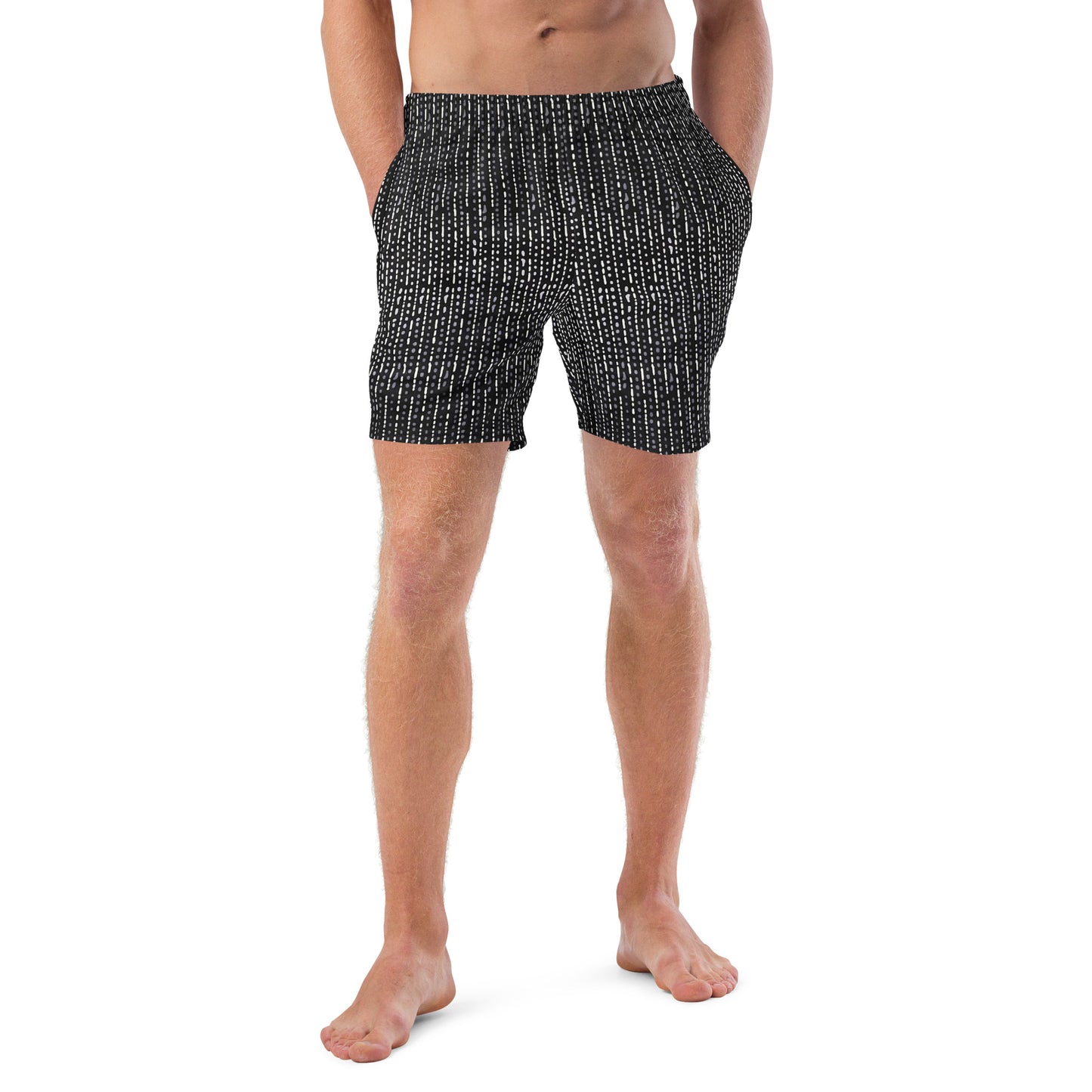 Grey Stripe Adire Men's Swim Trunks