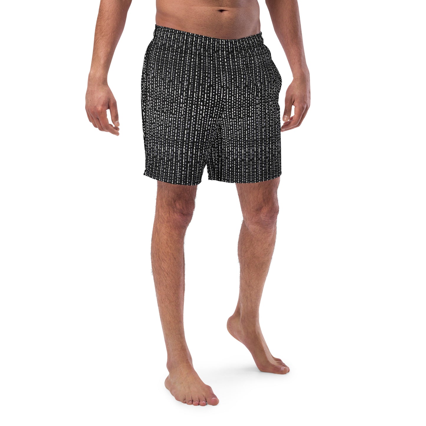 Grey Stripe Adire Men's Swim Trunks