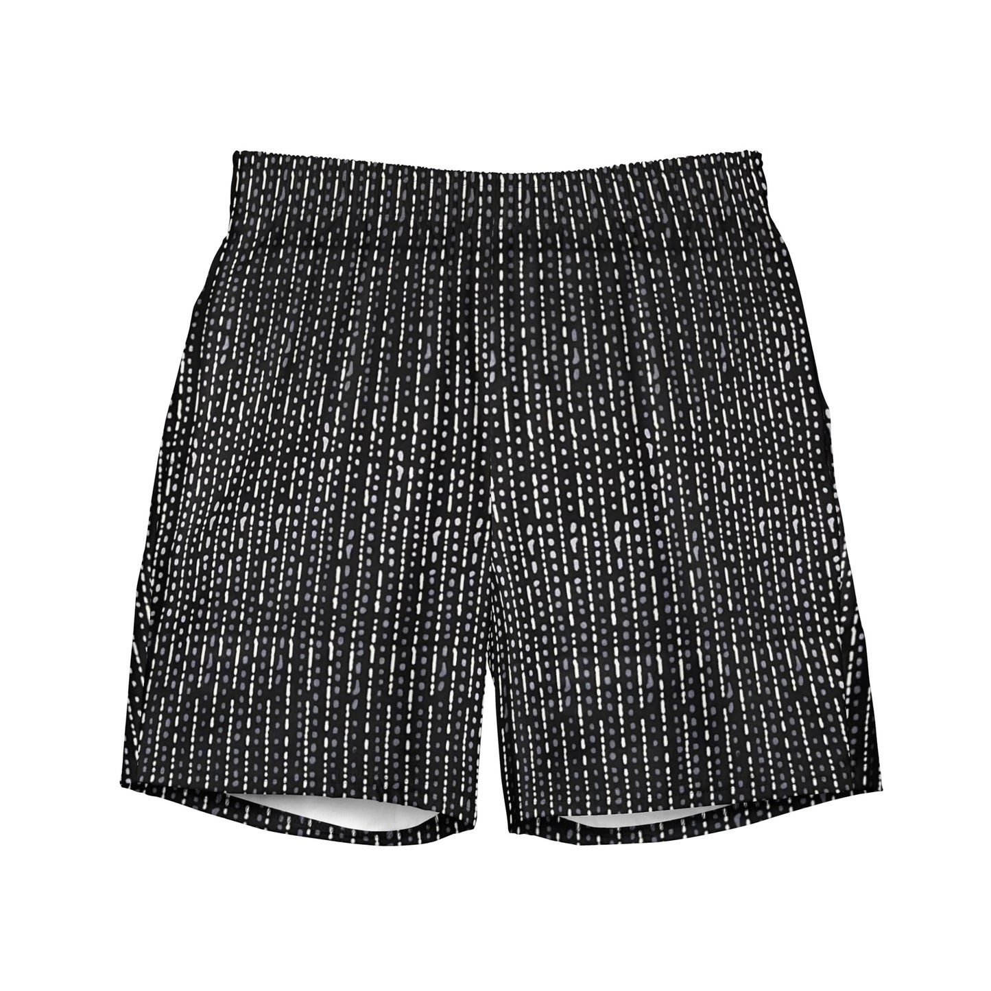 Grey Stripe Adire Men's Swim Trunks