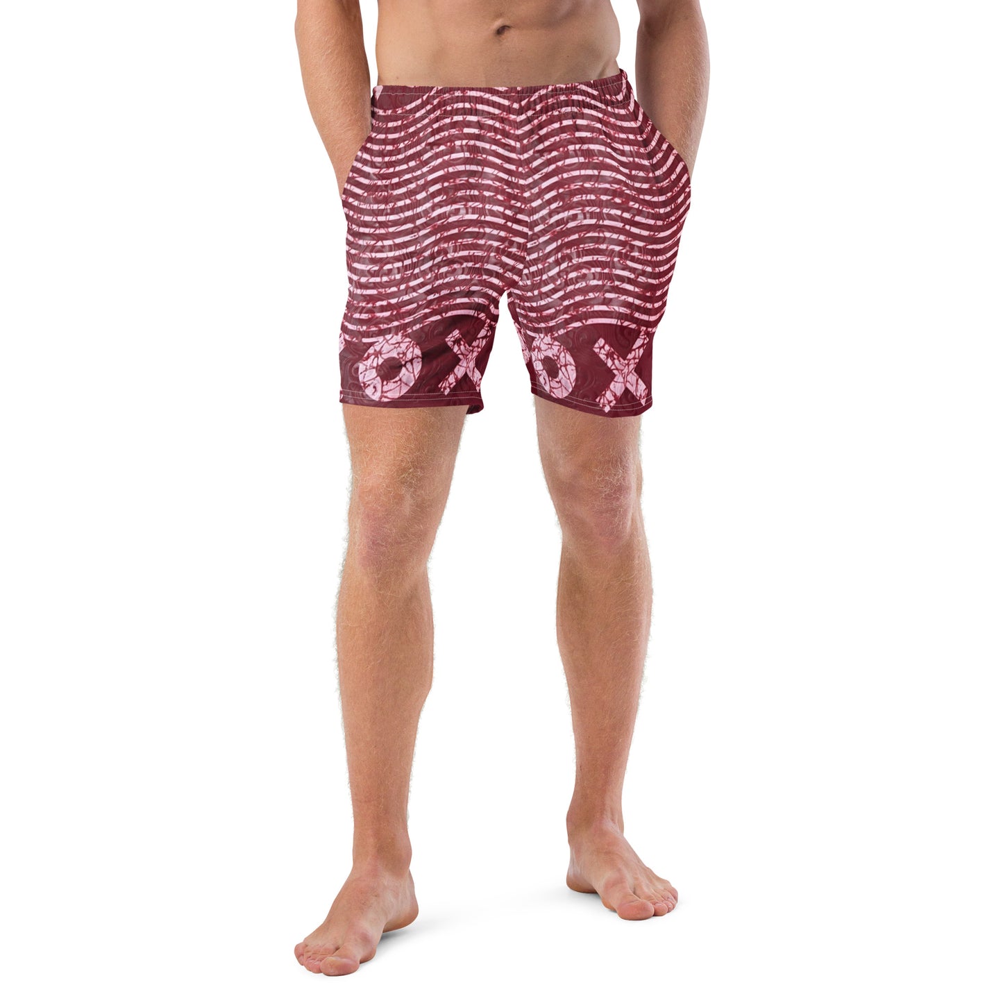 Red XO Adire Men's Swim Trunks