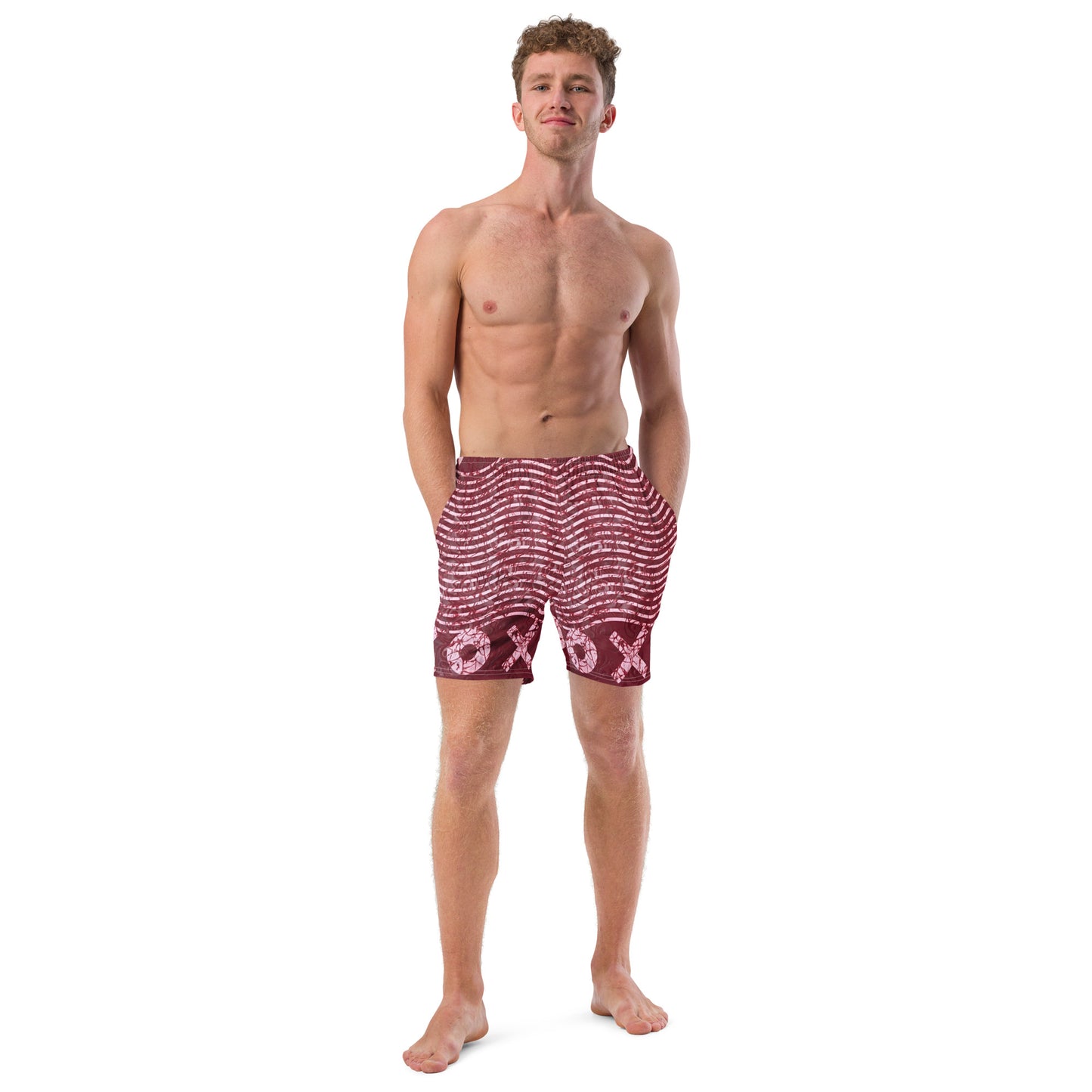 Red XO Adire Men's Swim Trunks