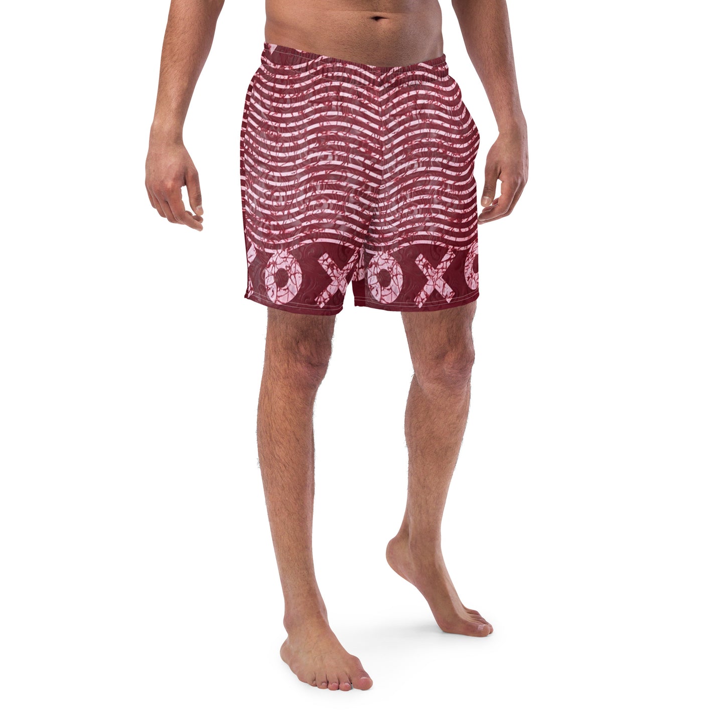 Red XO Adire Men's Swim Trunks