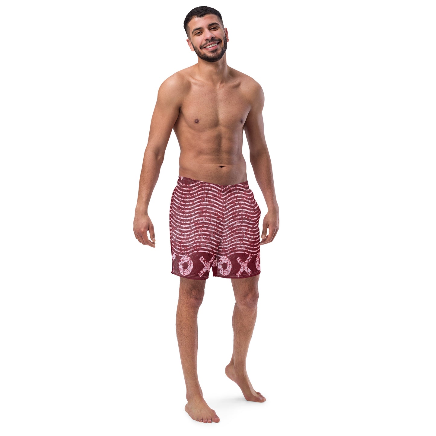 Red XO Adire Men's Swim Trunks