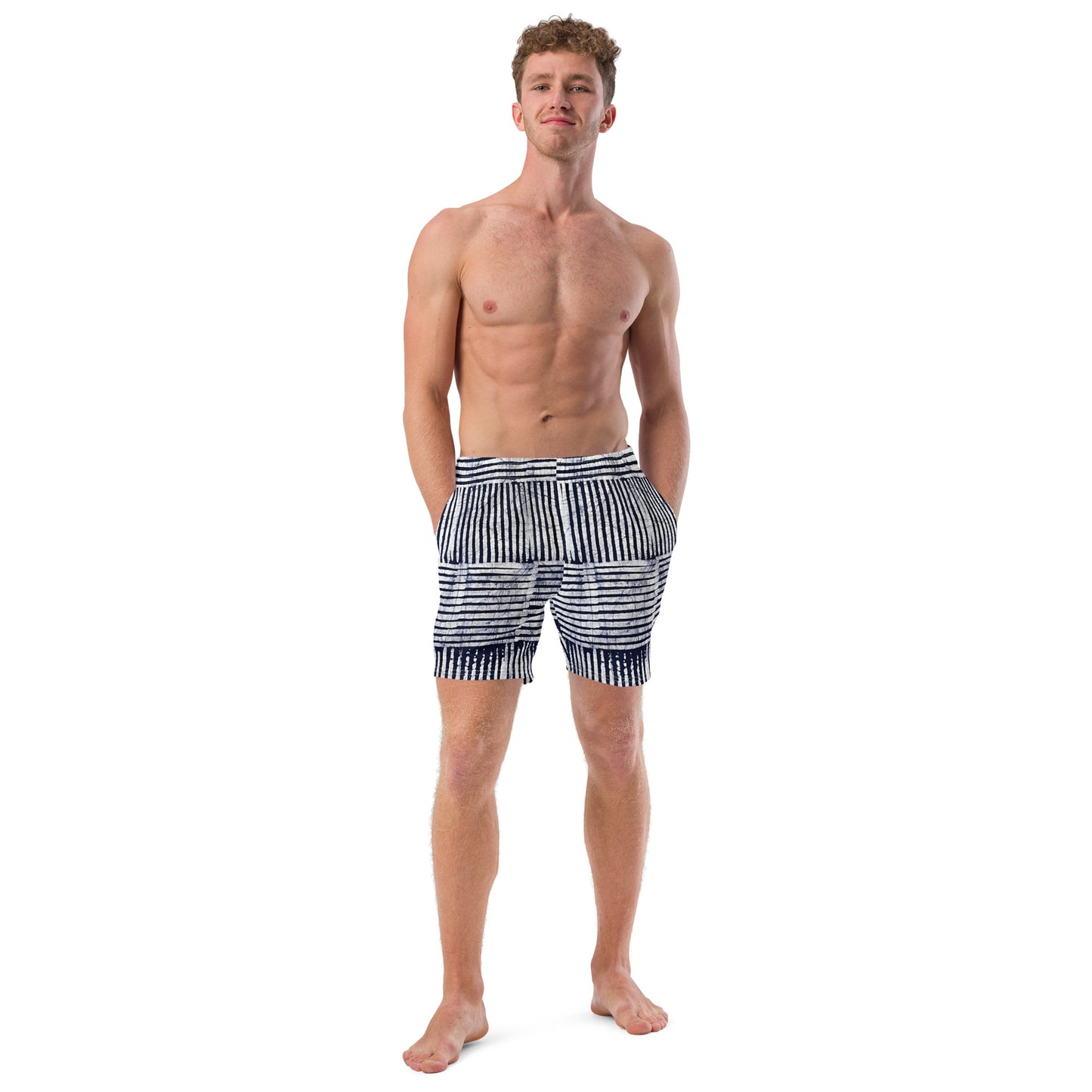 Stripey Adire Men's Swim Trunks