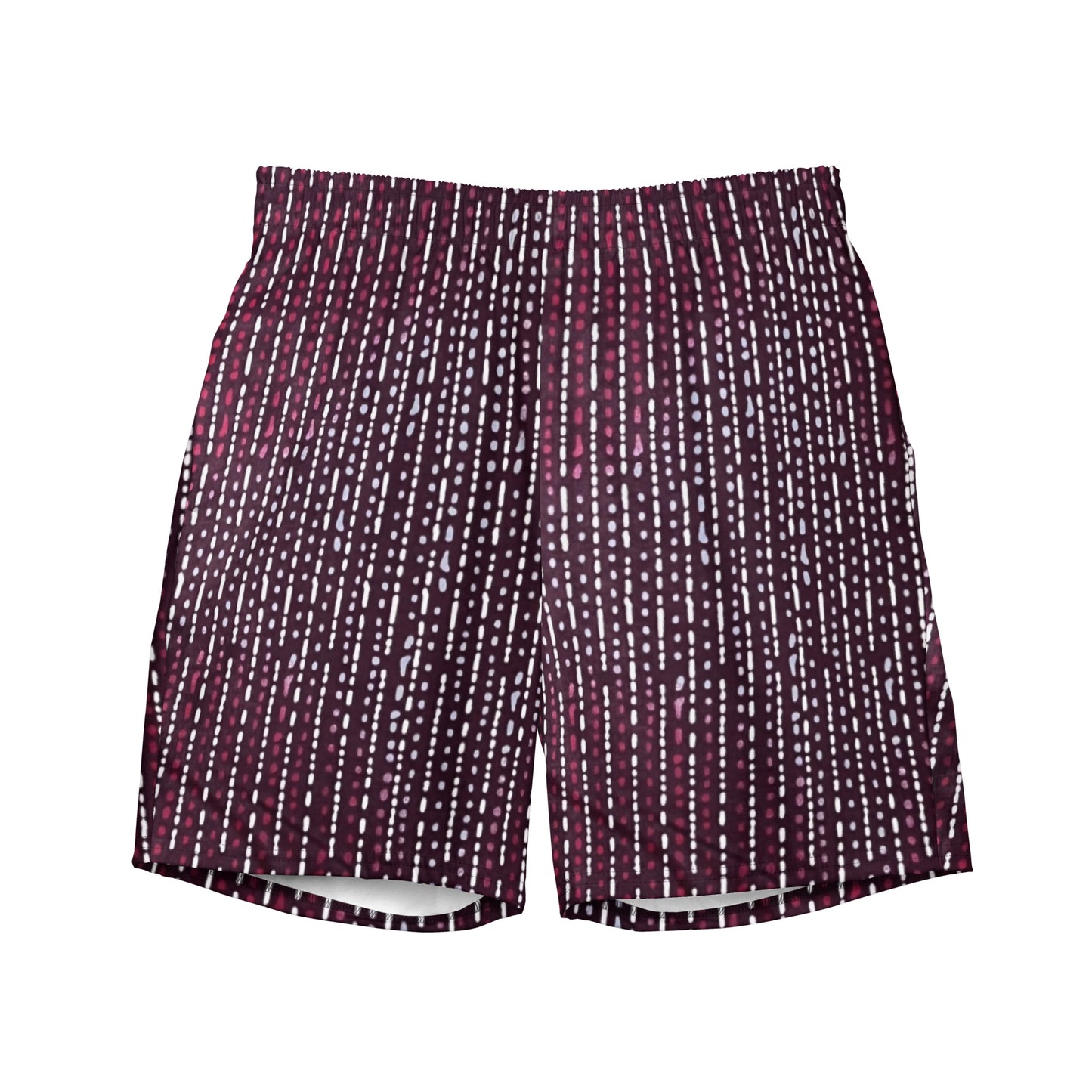 Burgundy Stripe Adire Men's Swim Trunks