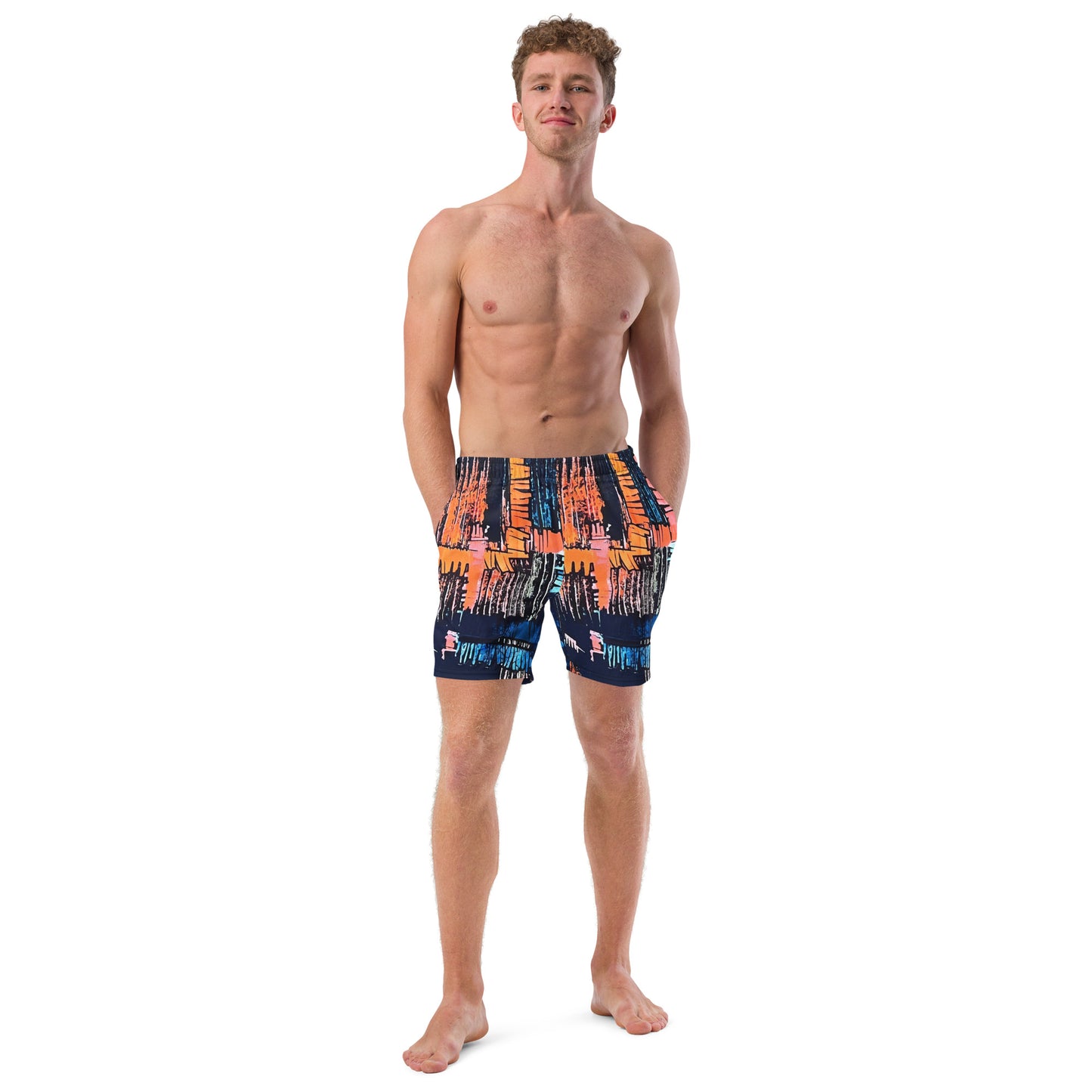 Colourful Adire Men's Swim Trunks