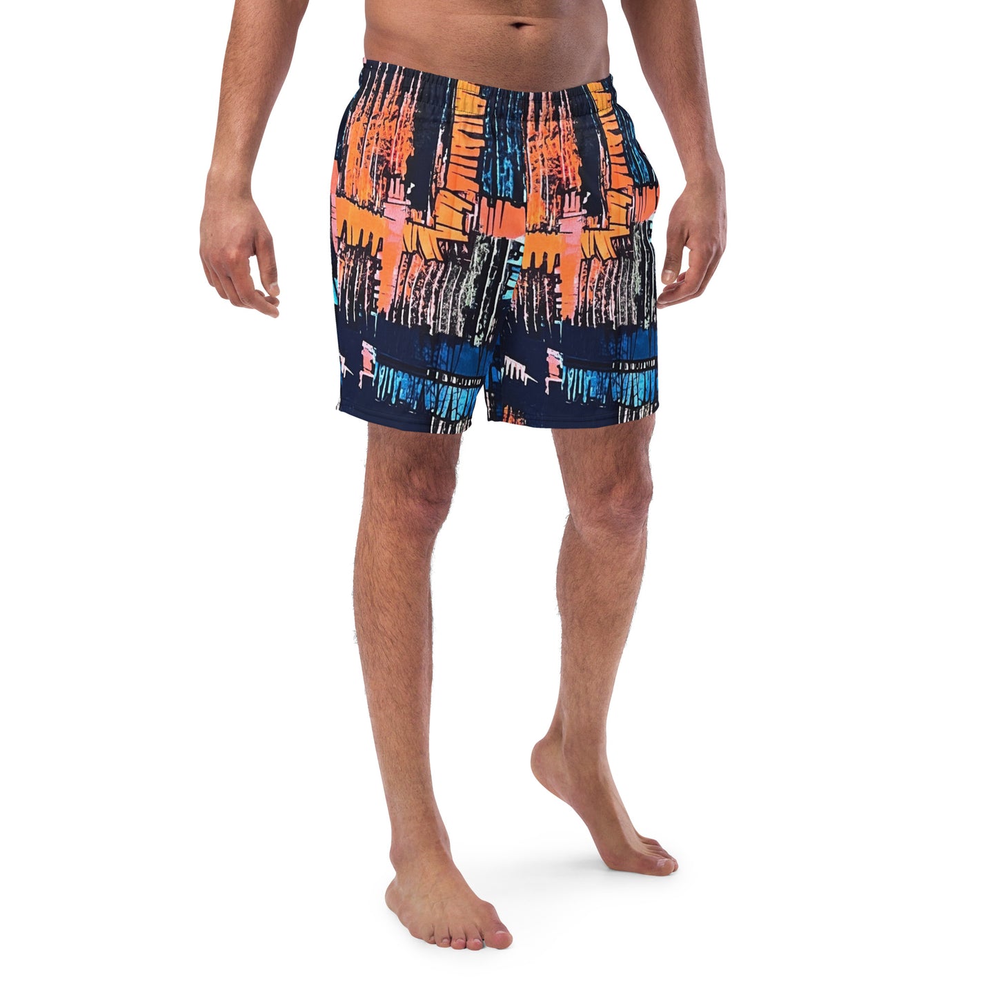 Colourful Adire Men's Swim Trunks