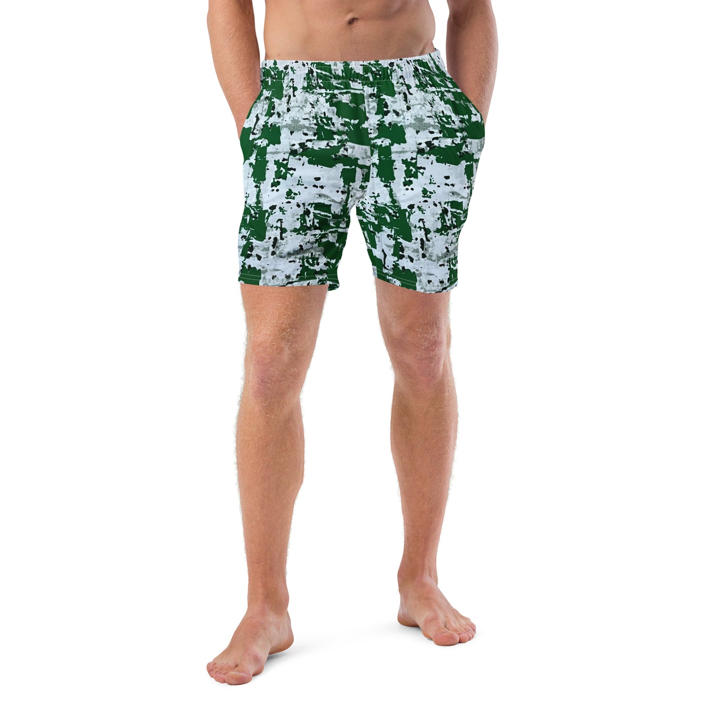 Green Camo Adire Men's Swim Trunks