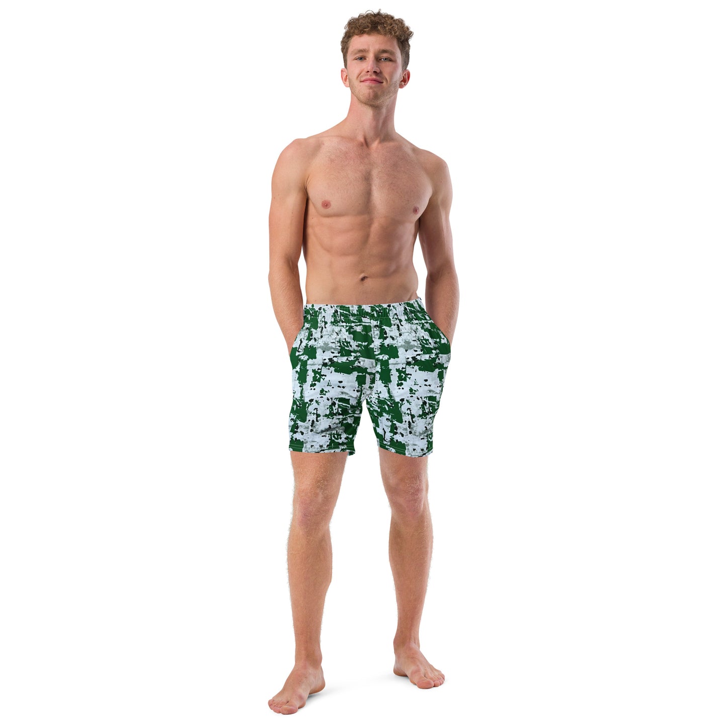 Green Camo Adire Men's Swim Trunks