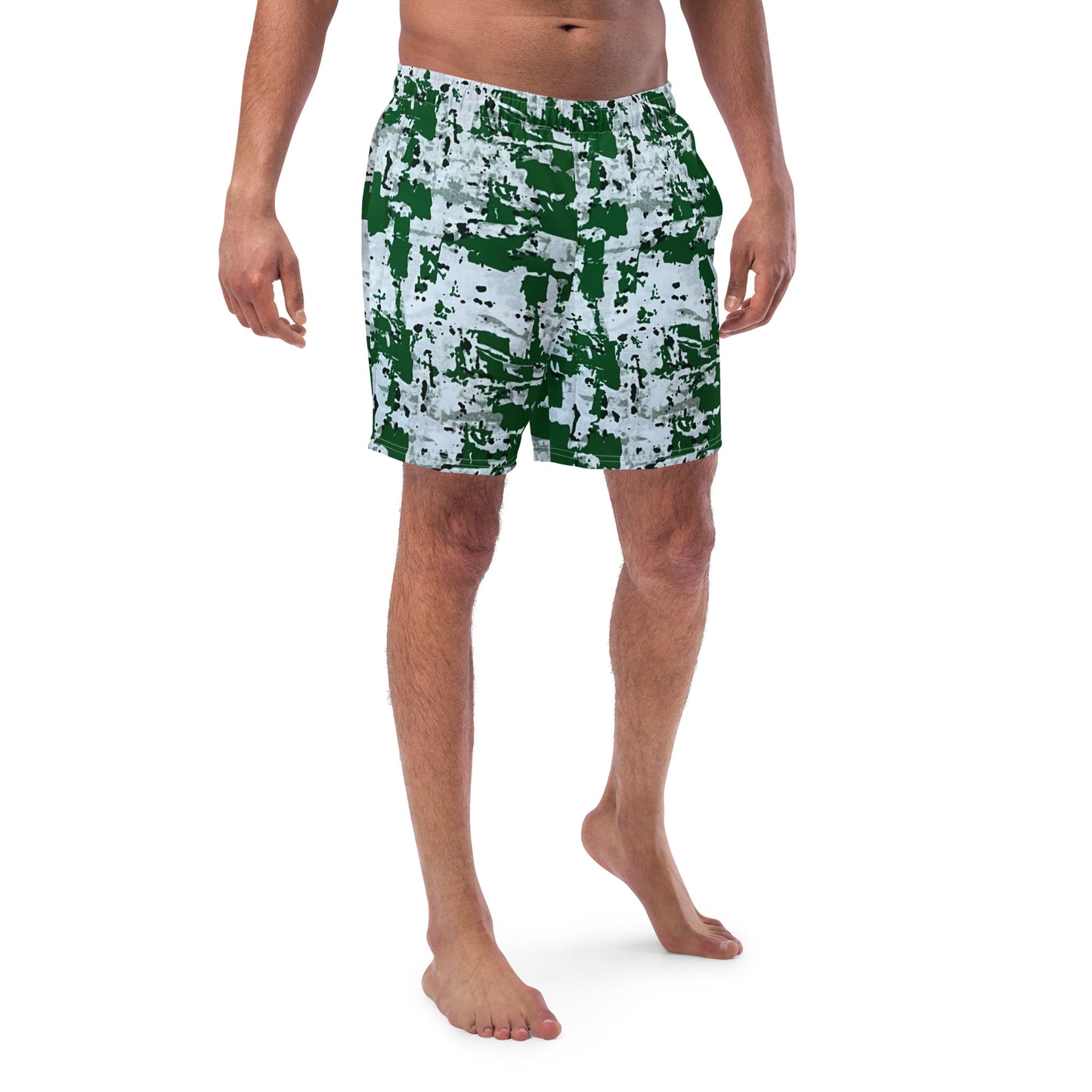 Green Camo Adire Men's Swim Trunks