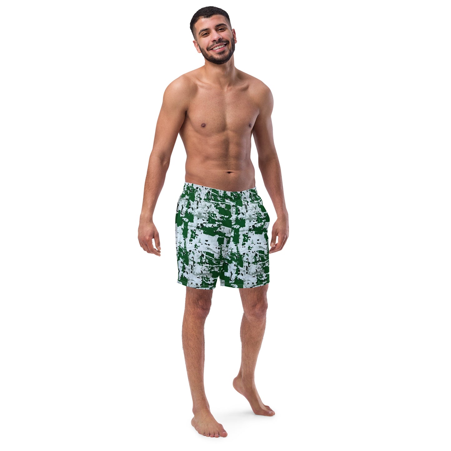 Green Camo Adire Men's Swim Trunks